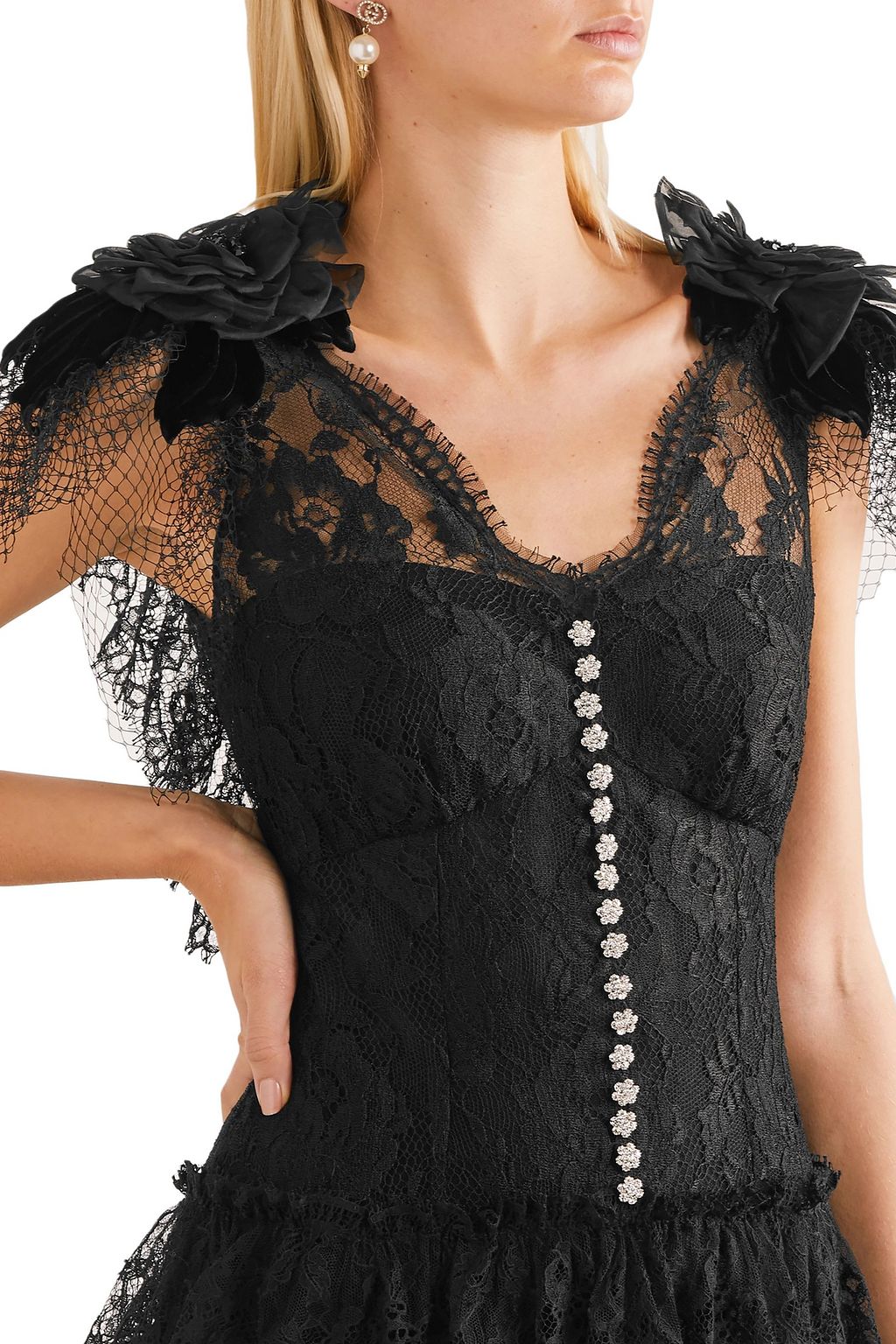 DOLCE&GABBANA Appliquéd embellished lace gown