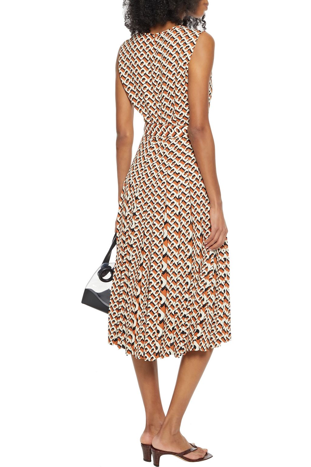 DIANE VON FURSTENBERG Liliana belted pleated printed crepe midi dress