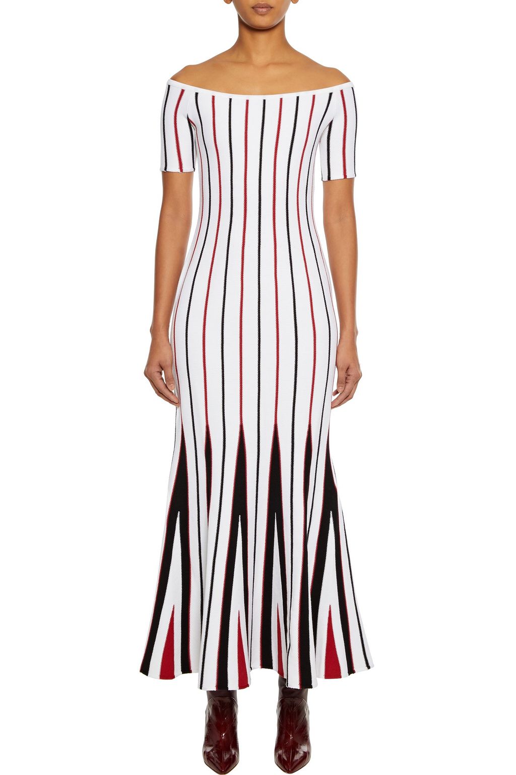 GABRIELA HEARST Medea off-the-shoulder striped wool maxi dress