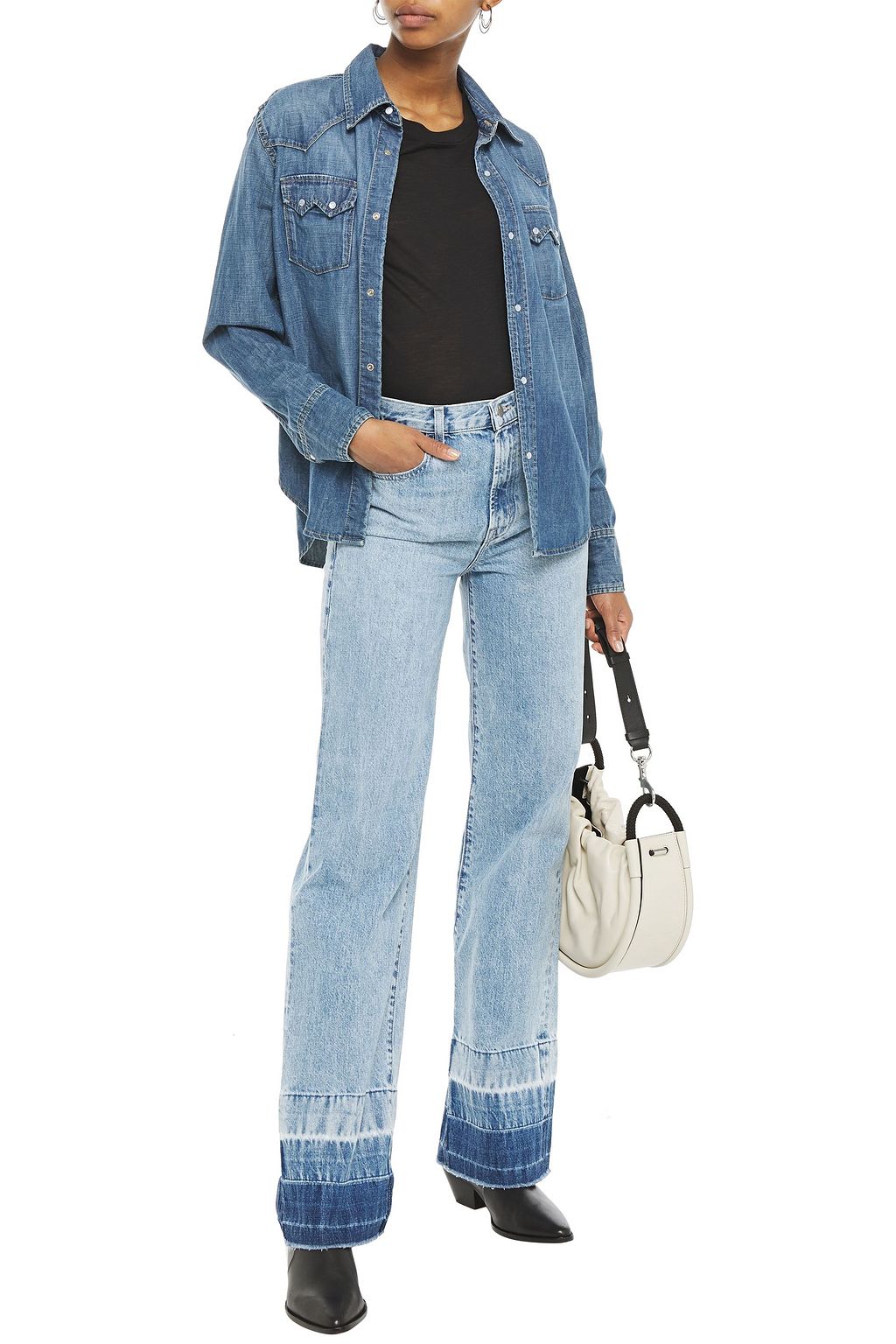 J BRAND Faded high-rise wide-leg jeans