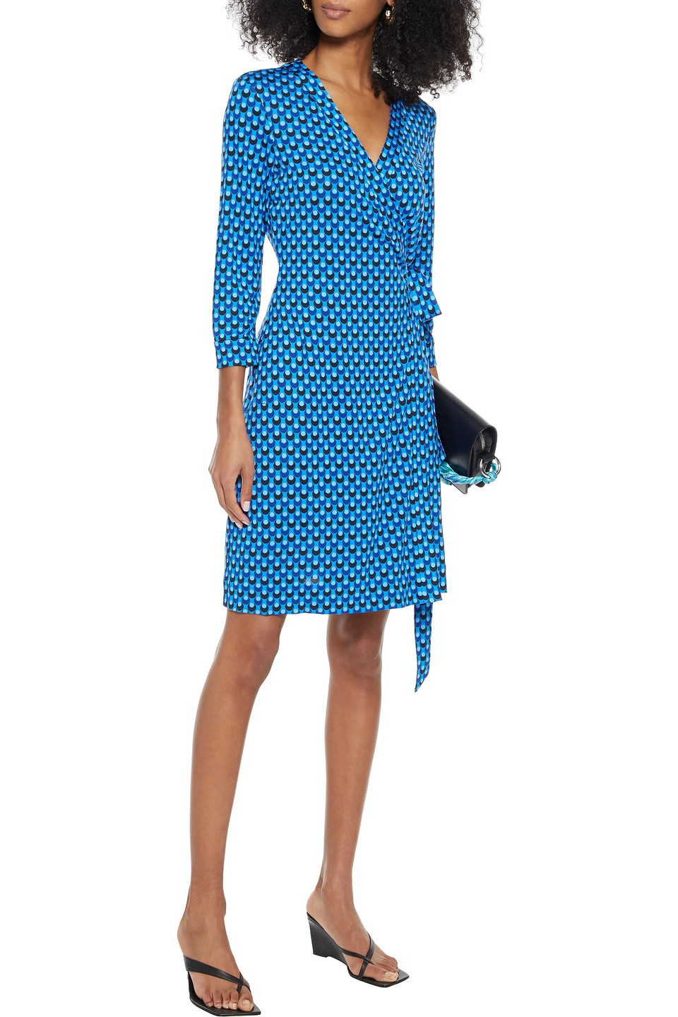 Click to view more detailed imagery on our partner's website Diane Von Furstenberg New Julian Printed Silk-jersey Wrap Dress In Azure