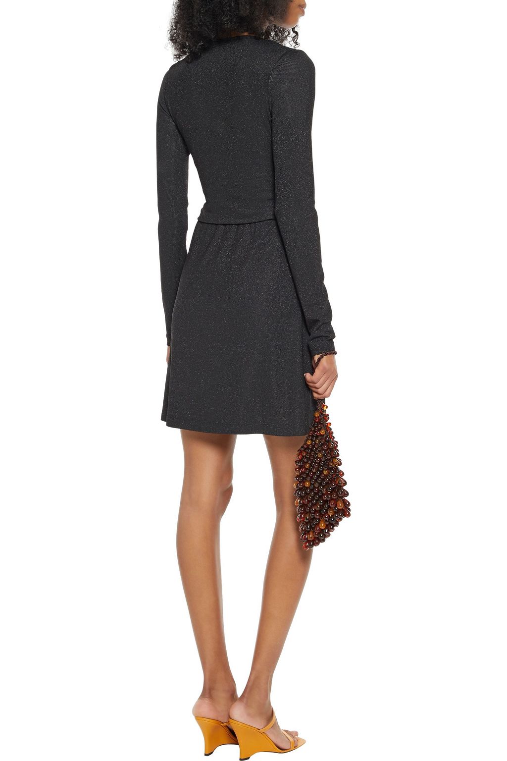 M MISSONI Twist-front metallic ribbed-knit mini dress