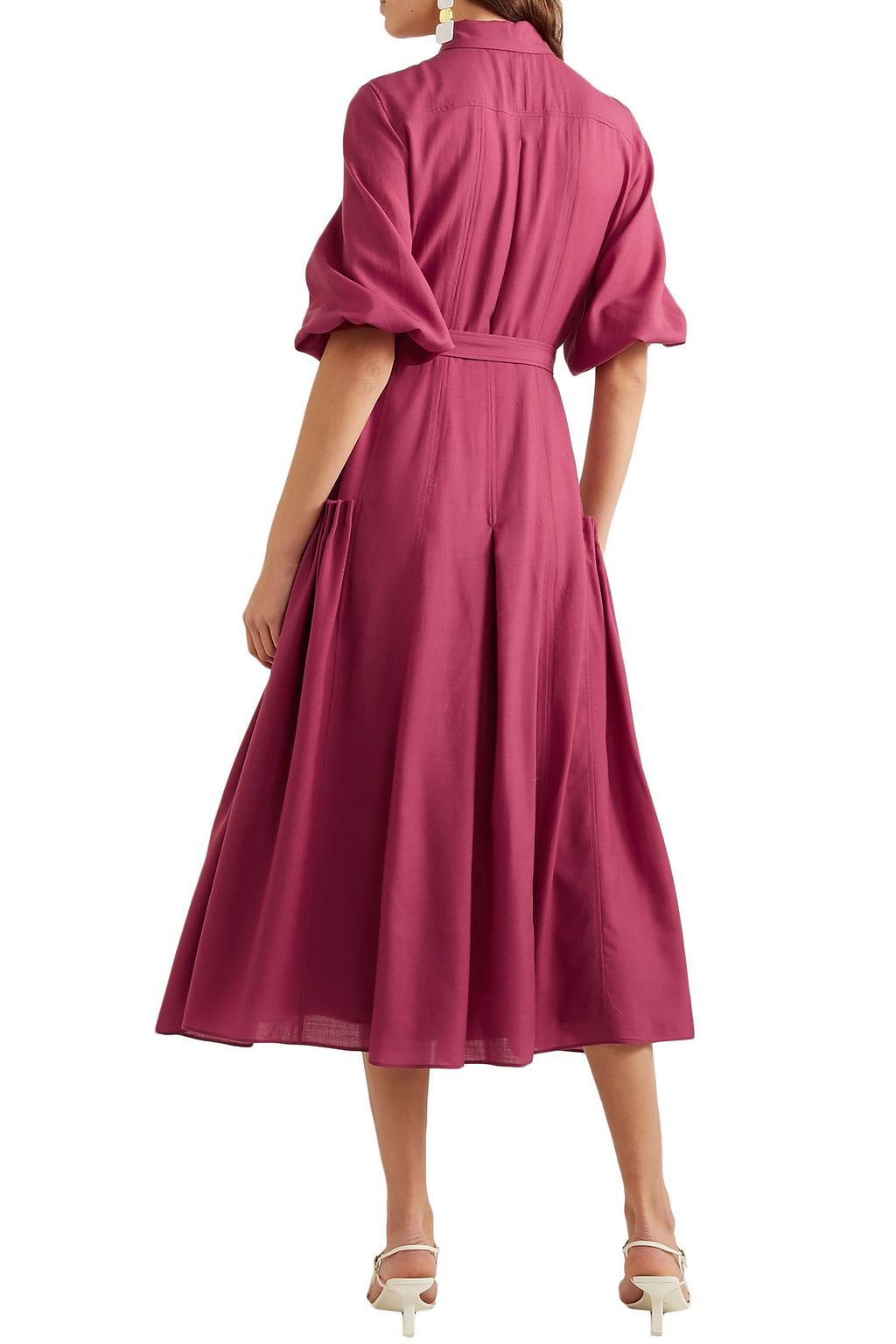 GABRIELA HEARST Woodward belted gathered wool and cashmere-blend midi dress