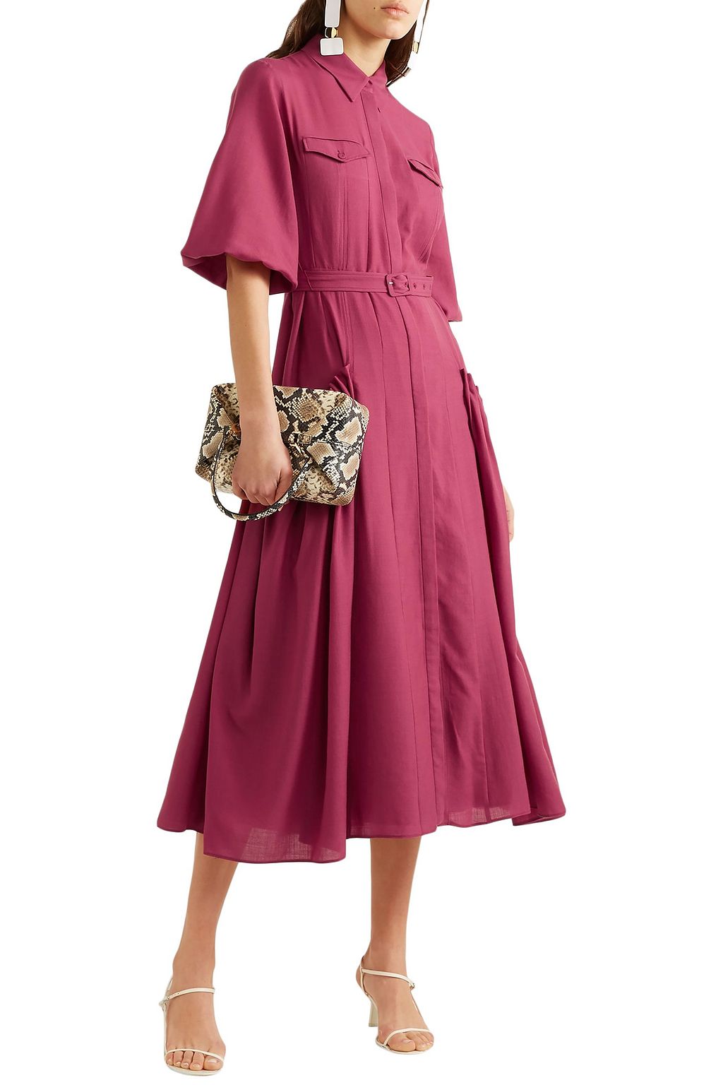 GABRIELA HEARST Woodward belted gathered wool and cashmere-blend midi dress