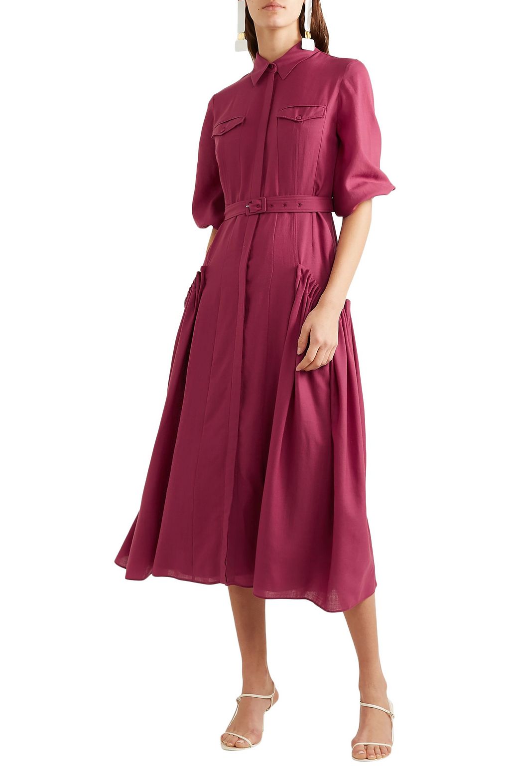GABRIELA HEARST Woodward belted gathered wool and cashmere-blend midi dress
