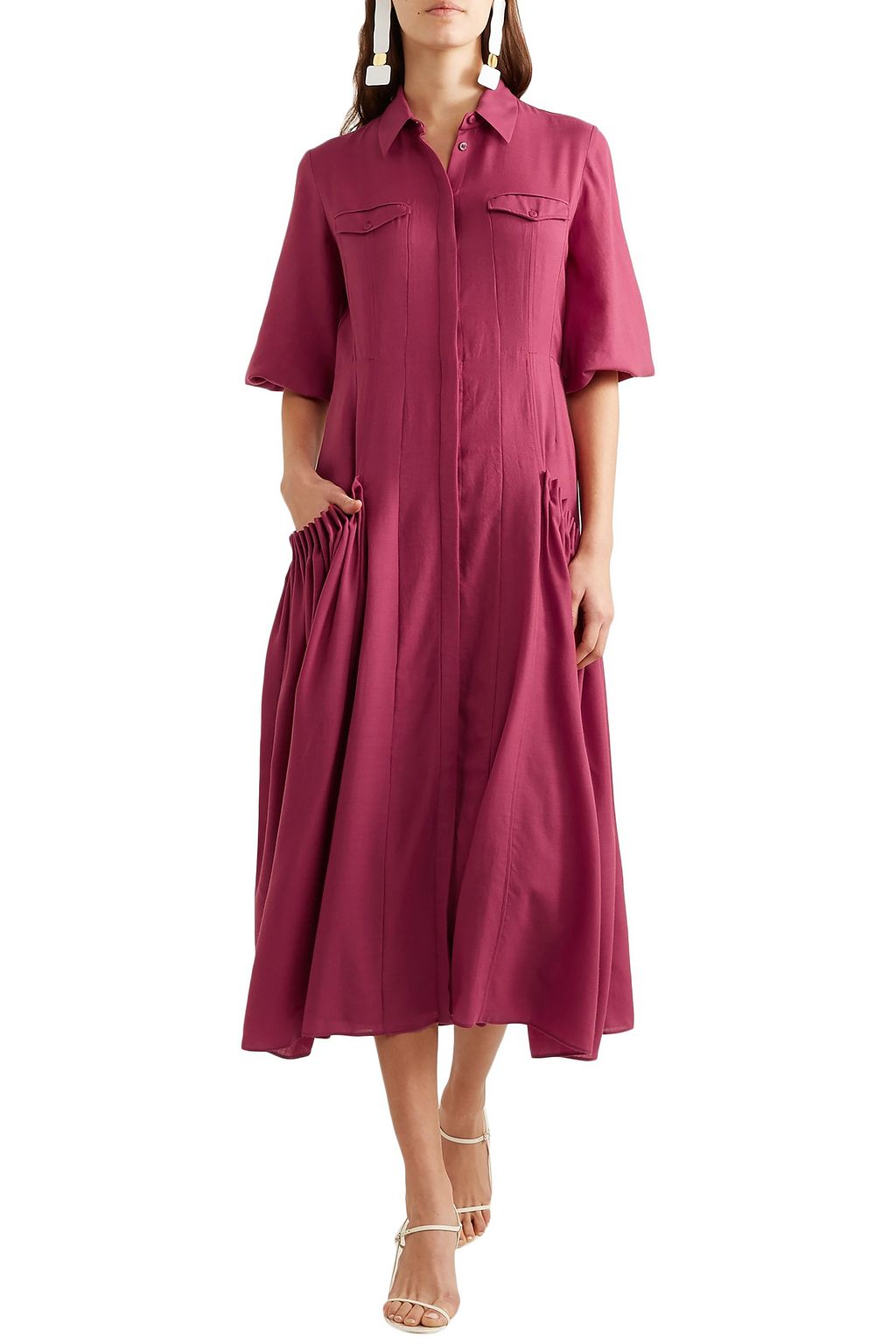 GABRIELA HEARST Woodward belted gathered wool and cashmere-blend midi dress