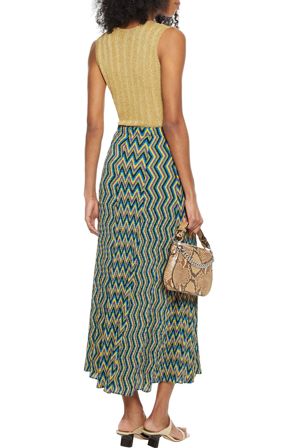 M MISSONI Printed plissé crepe de chine maxi skirt