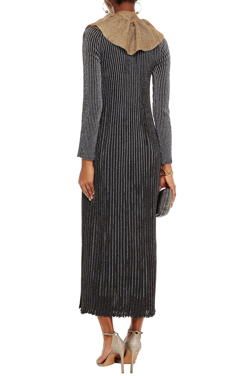 MISSONI Layered crystal-embellished crochet-knit cupro-blend maxi dress