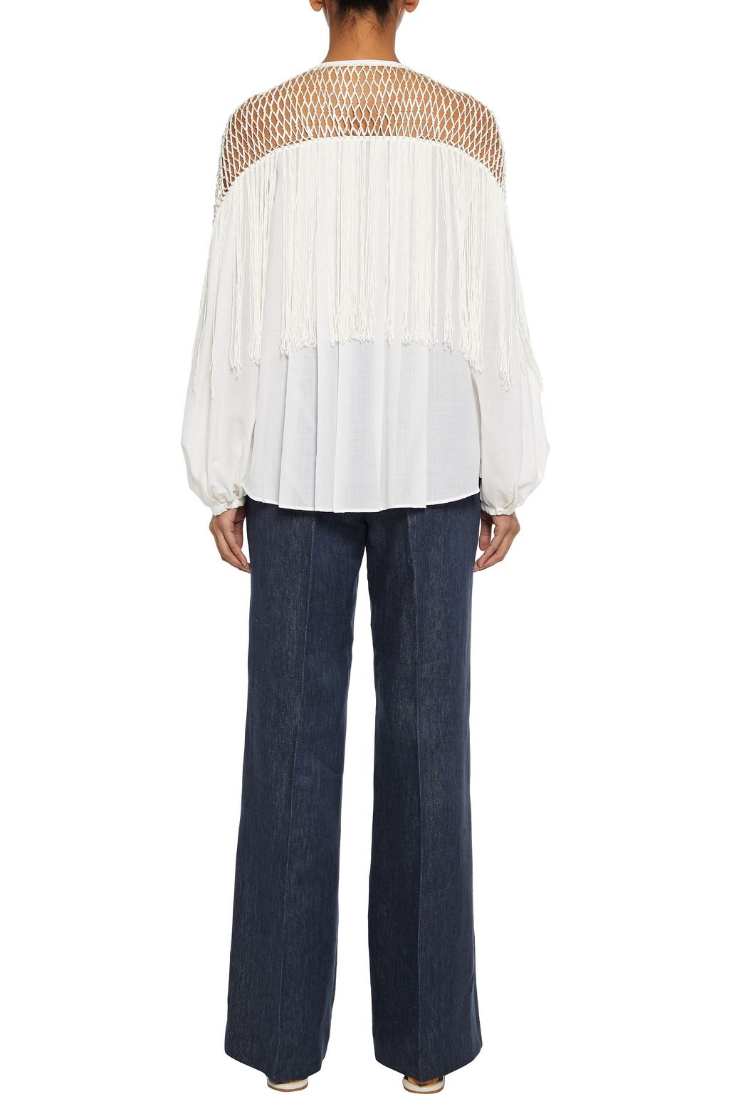 GABRIELA HEARST Aglaia macramé-paneled wool and cashmere-blend blouse