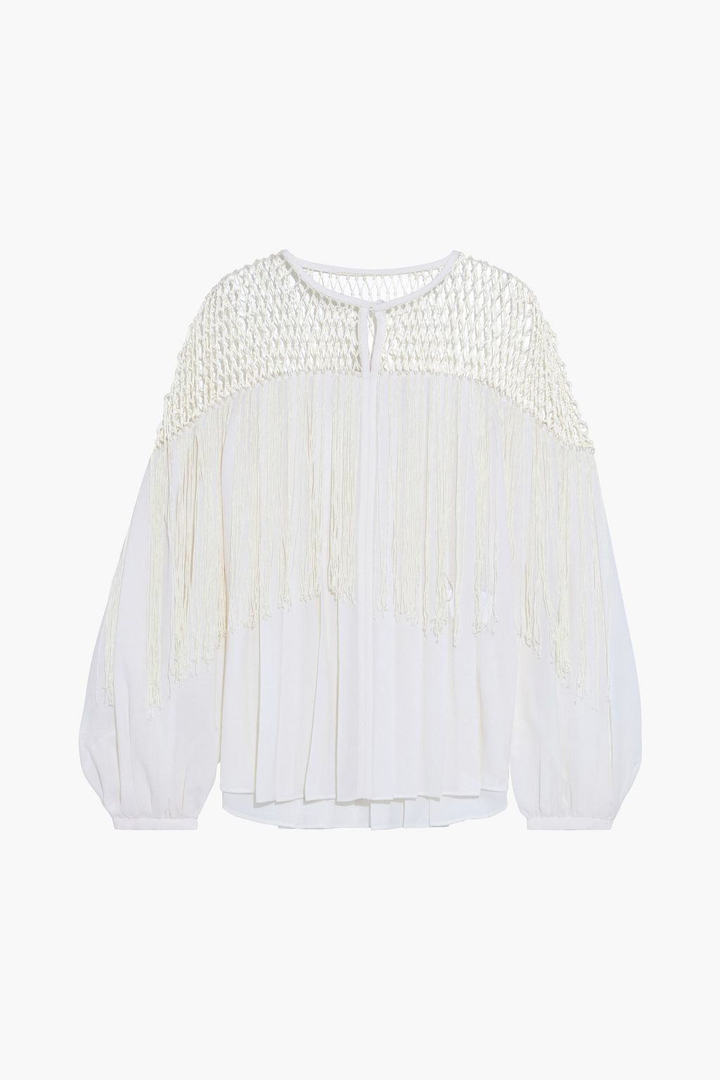 GABRIELA HEARST Aglaia macramé-paneled wool and cashmere-blend blouse ...