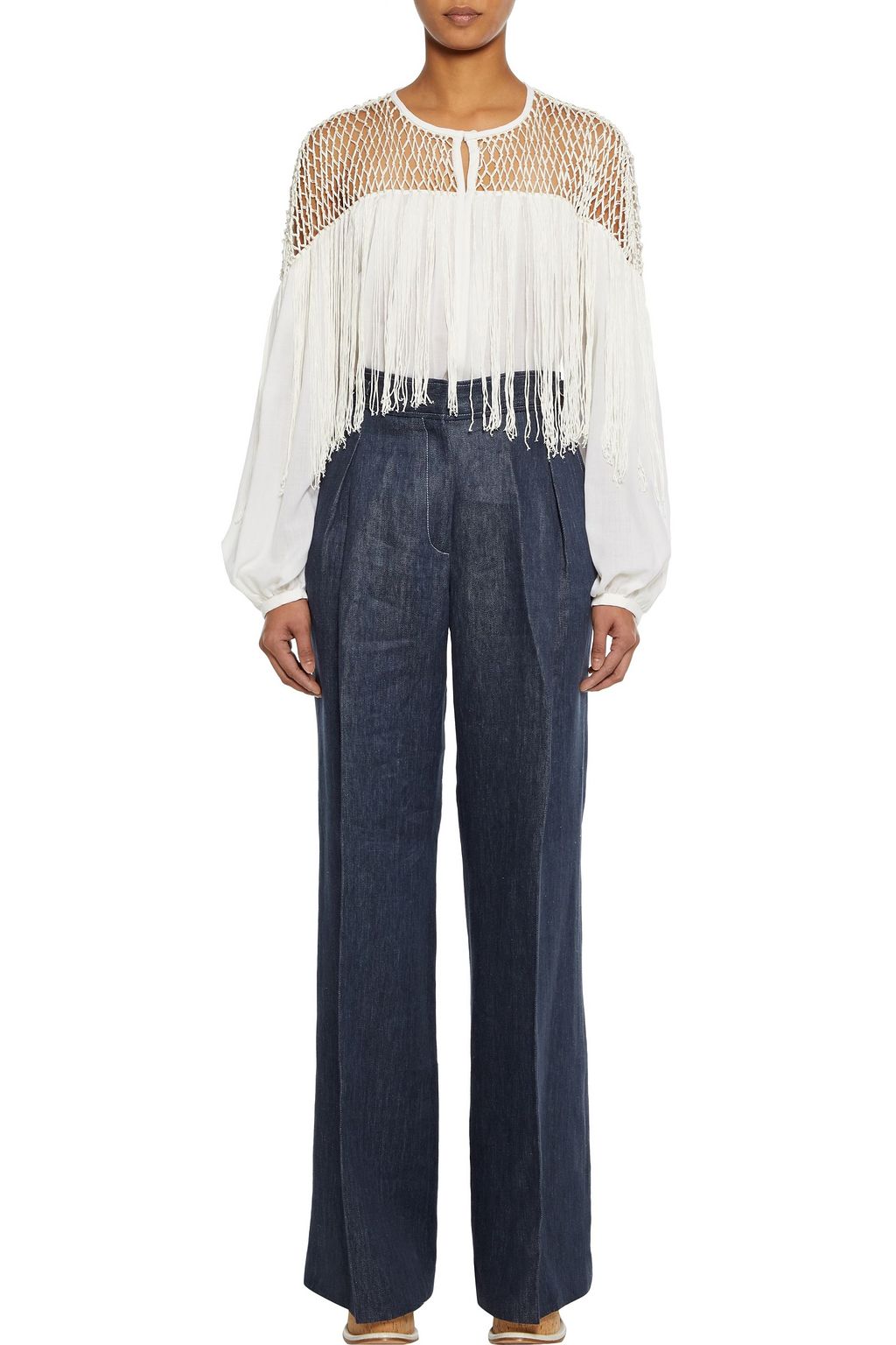 GABRIELA HEARST Alfredo pleated denim wide-leg jeans