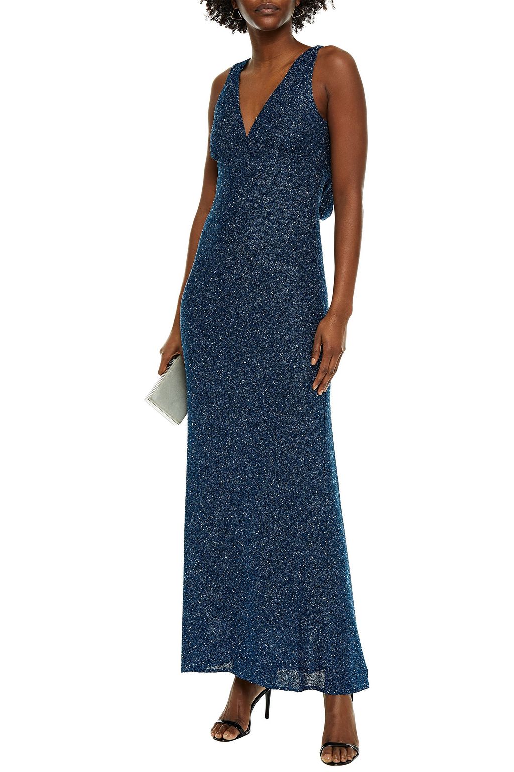 MISSONI Draped sequin-embellished metallic stretch-knit gown