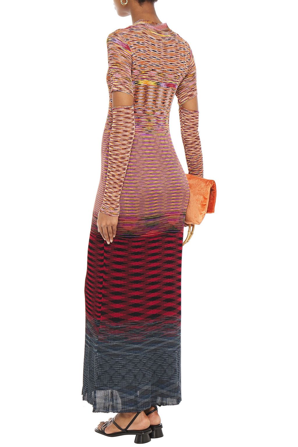 MISSONI Cutout marled ribbed-knit maxi dress