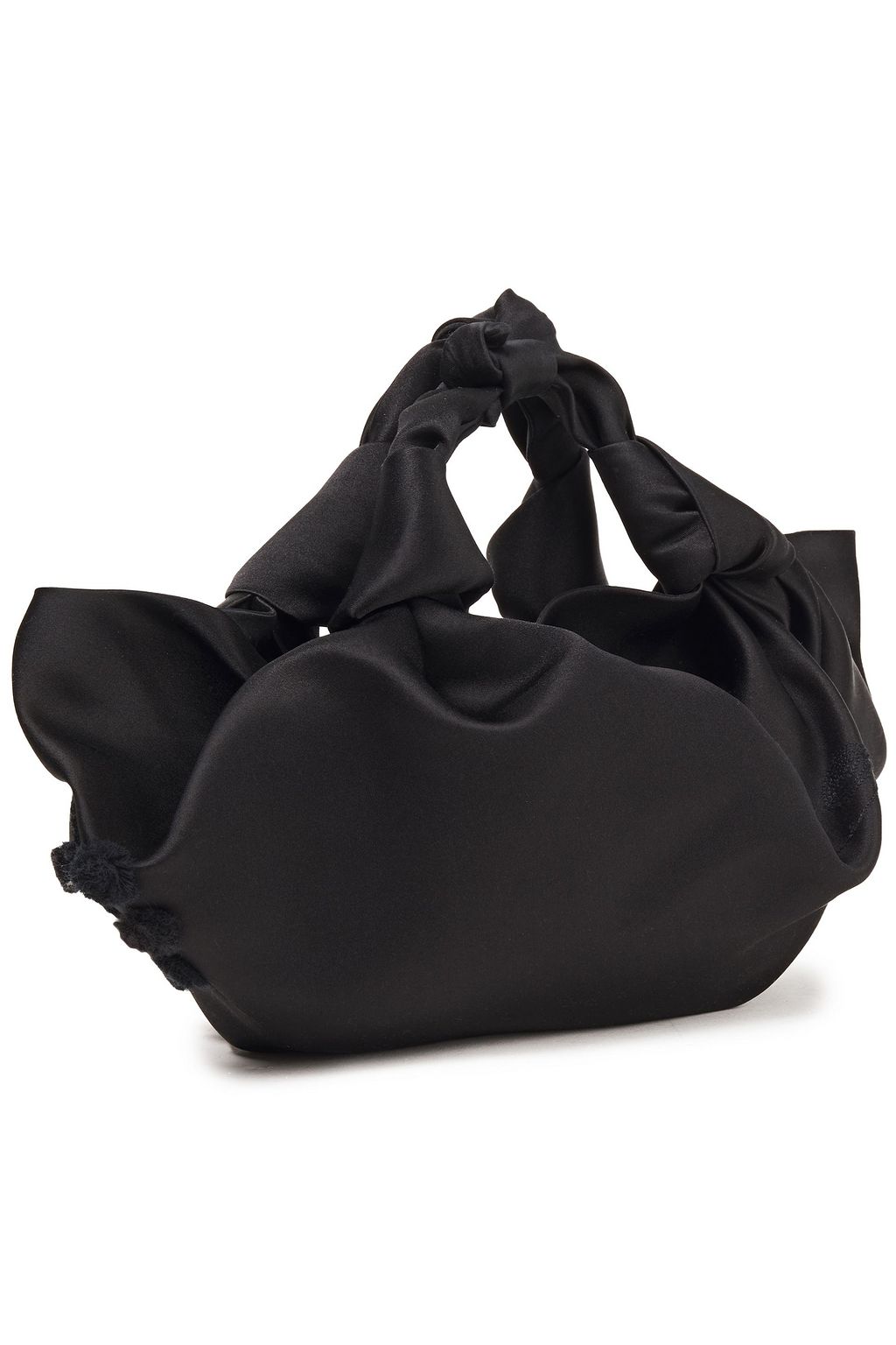 THE ROW Ascot small pompom-embellished embroidered satin tote
