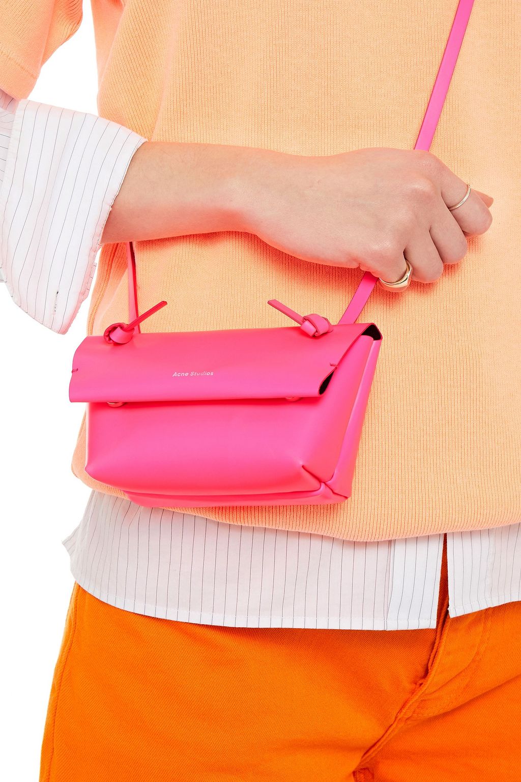 Bright pink Mini neon leather shoulder bag Sale up to 70 off THE