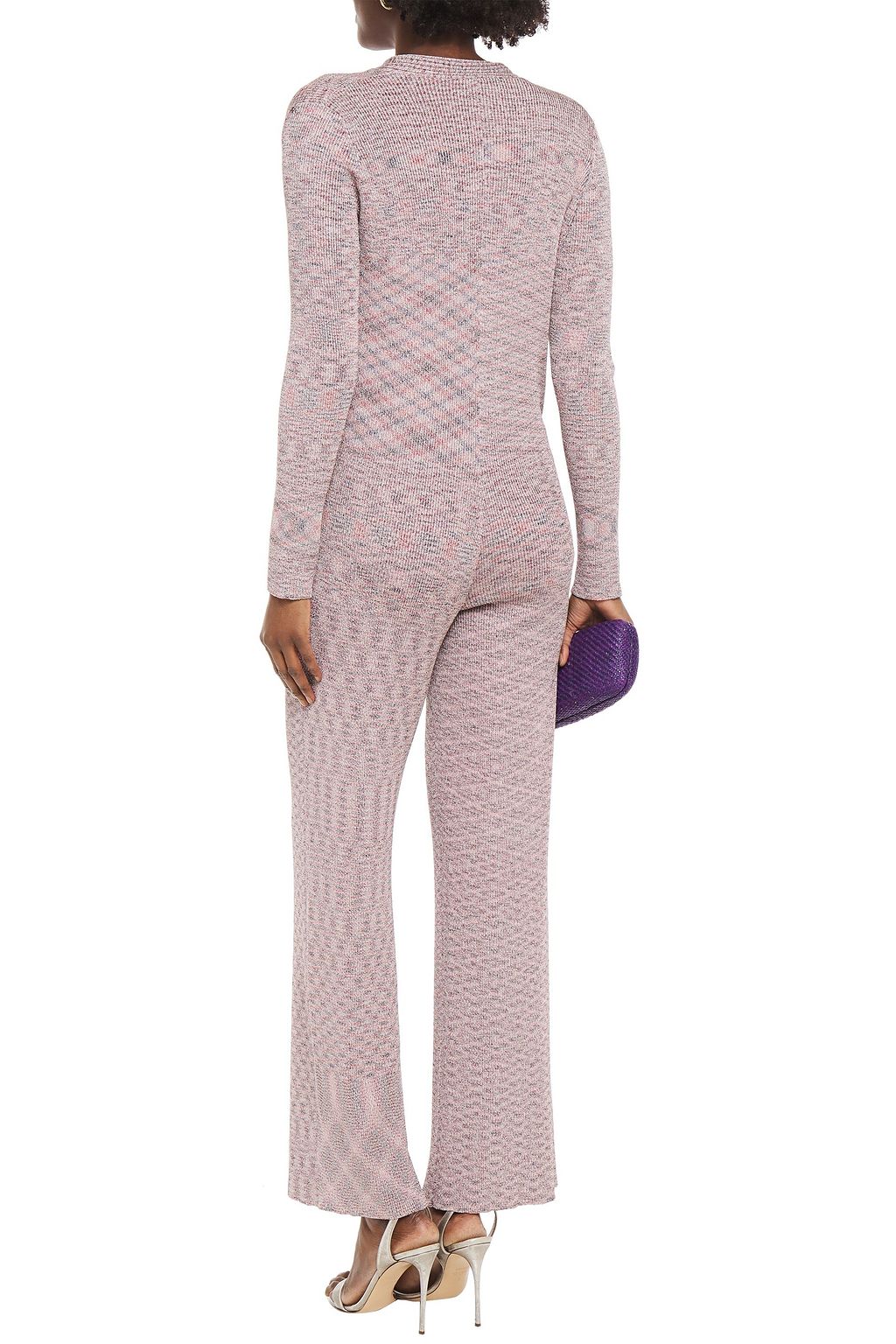 MISSONI Wrap-effect metallic ribbed-knit jumpsuit