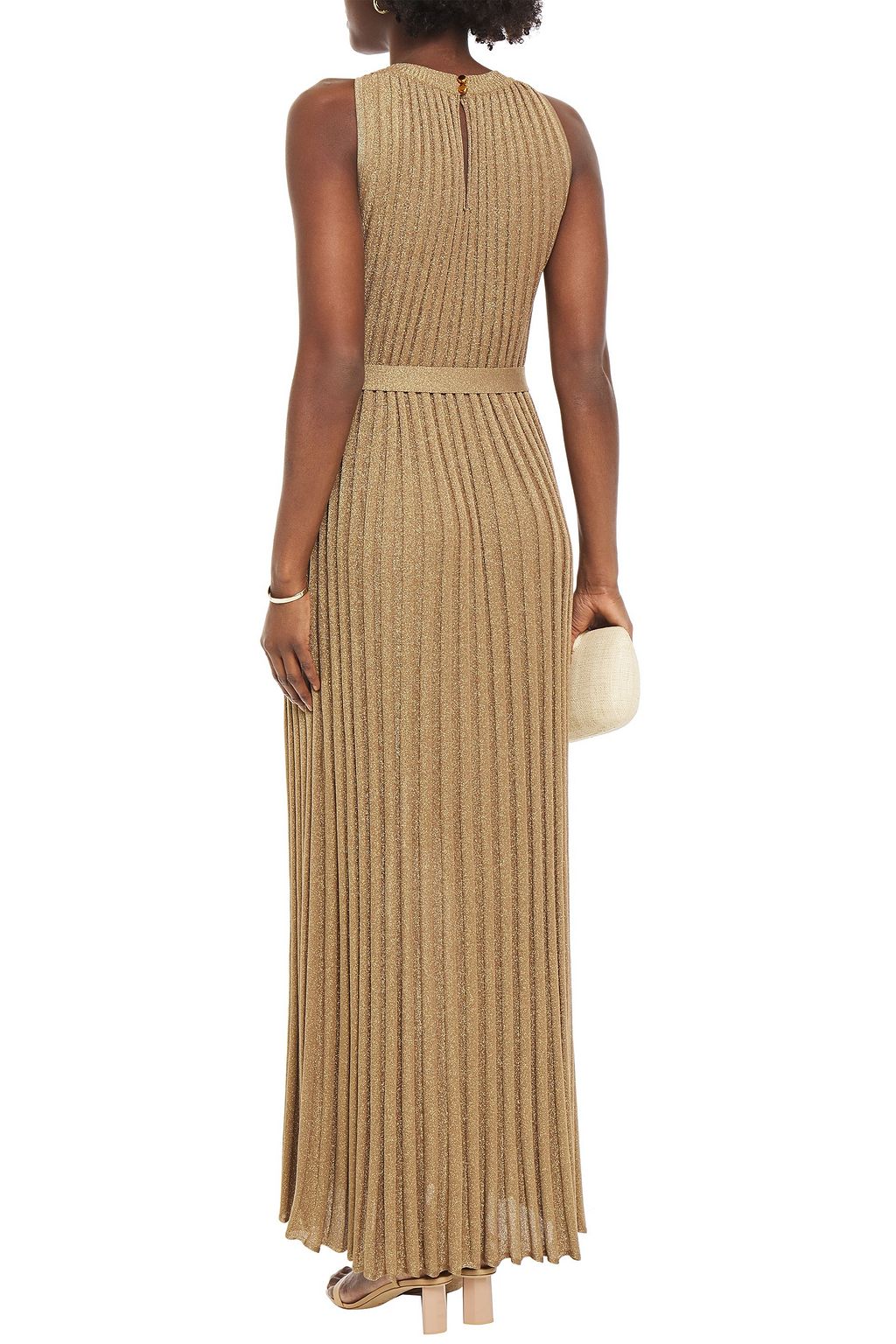 MISSONI Cutout metallic ribbed-knit maxi dress