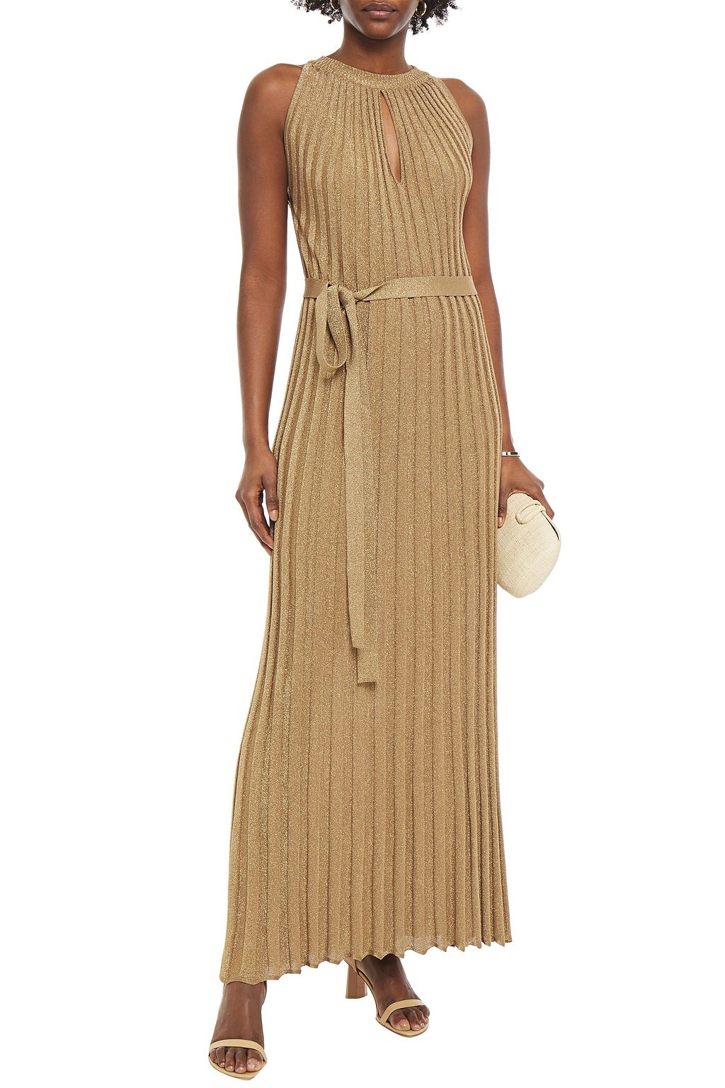 MISSONI Cutout metallic ribbed-knit maxi dress