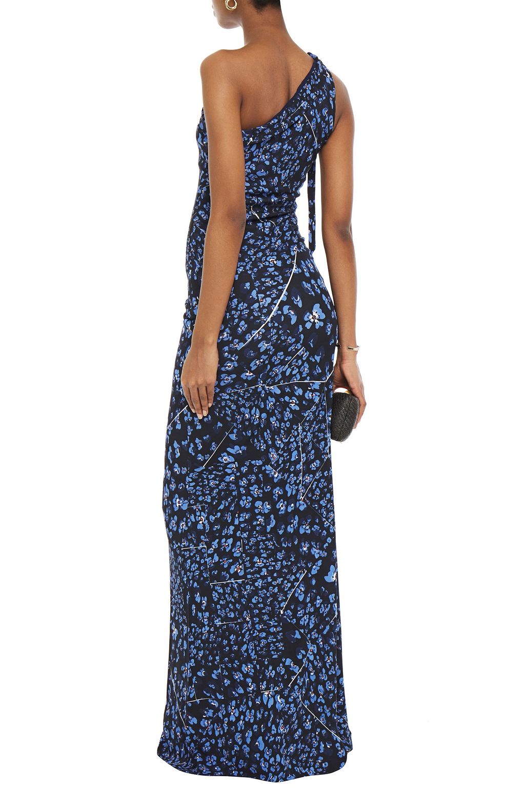 MISSONI One-shoulder knotted floral-print crepe gown