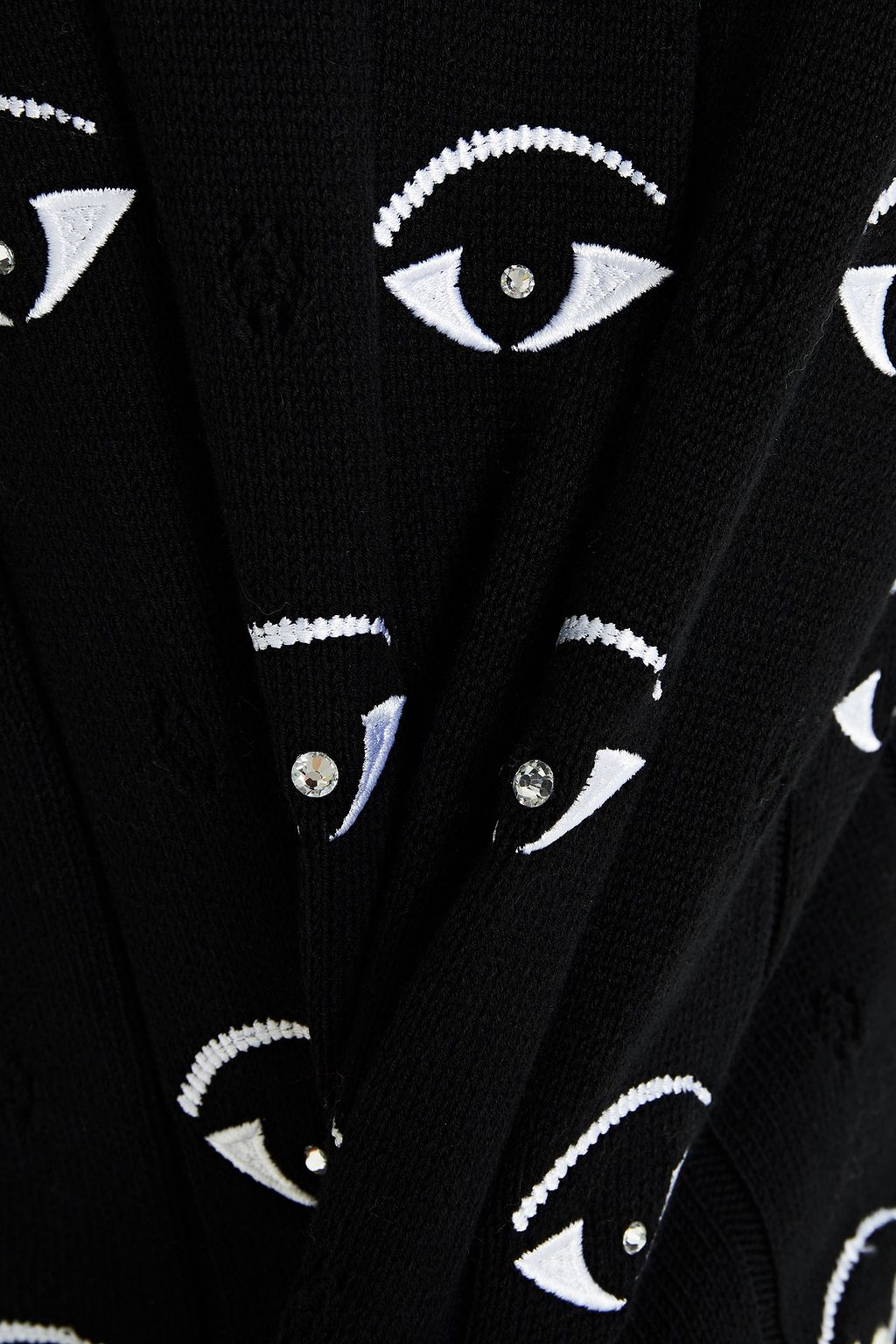KENZO Crystal-embellished embroidered pointelle-knit cotton mini dress