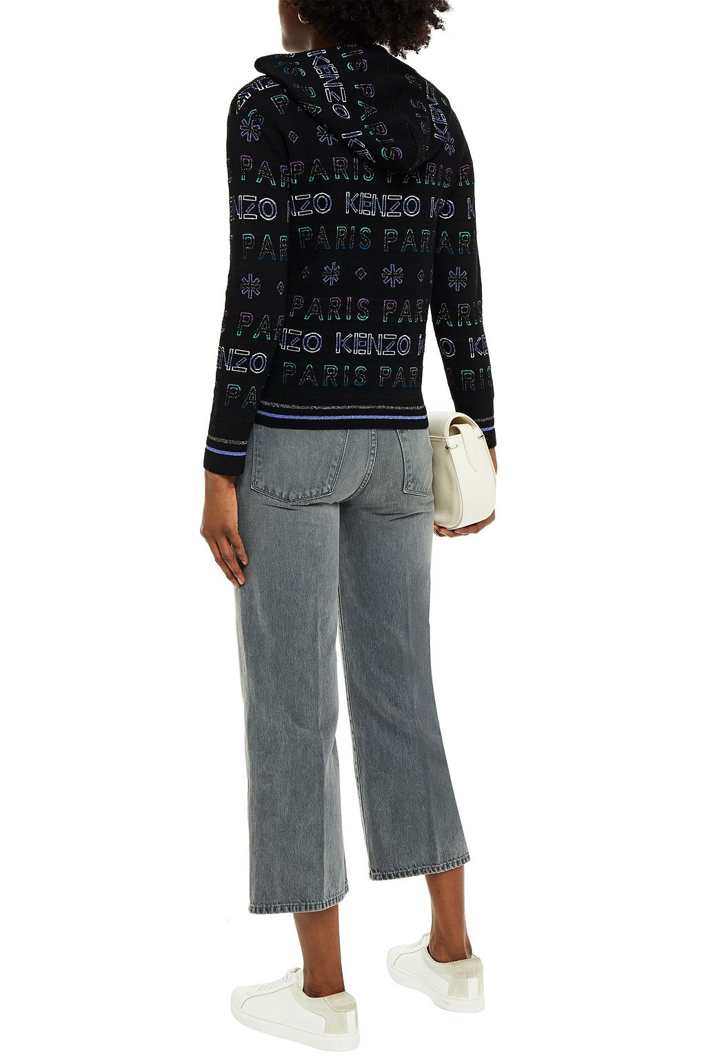 KENZO Metallic-trimmed jacquard-knit wool-blend hoodie