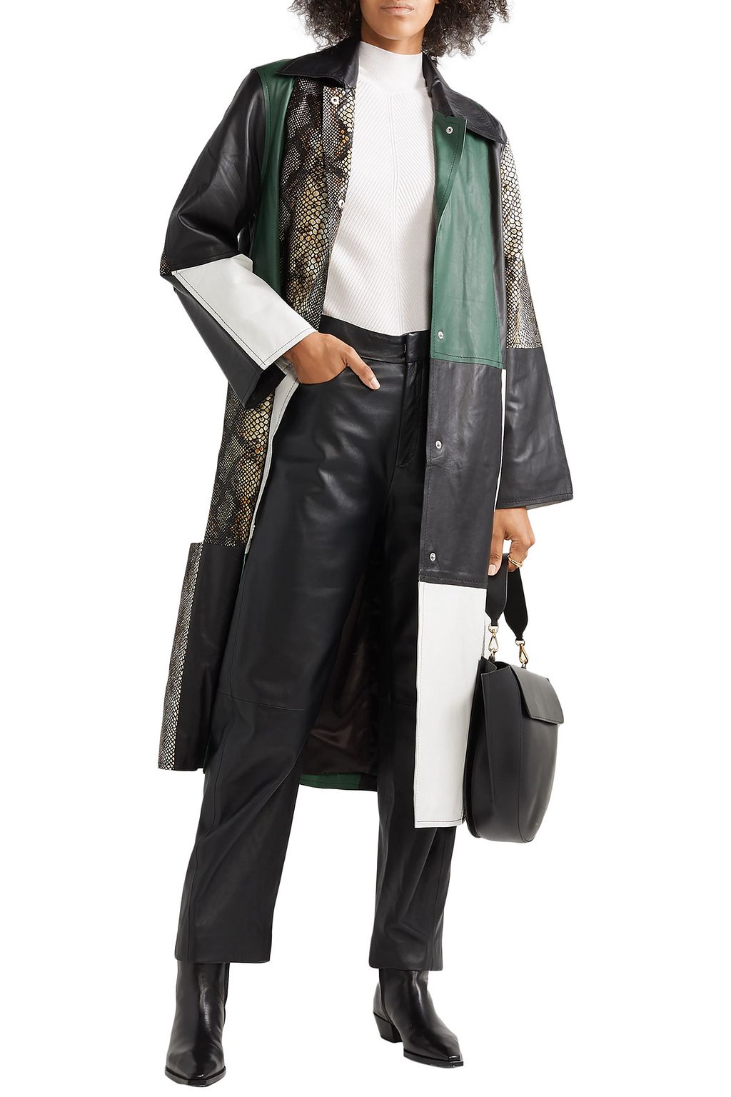STAND STUDIO Nino patchwork leather coat