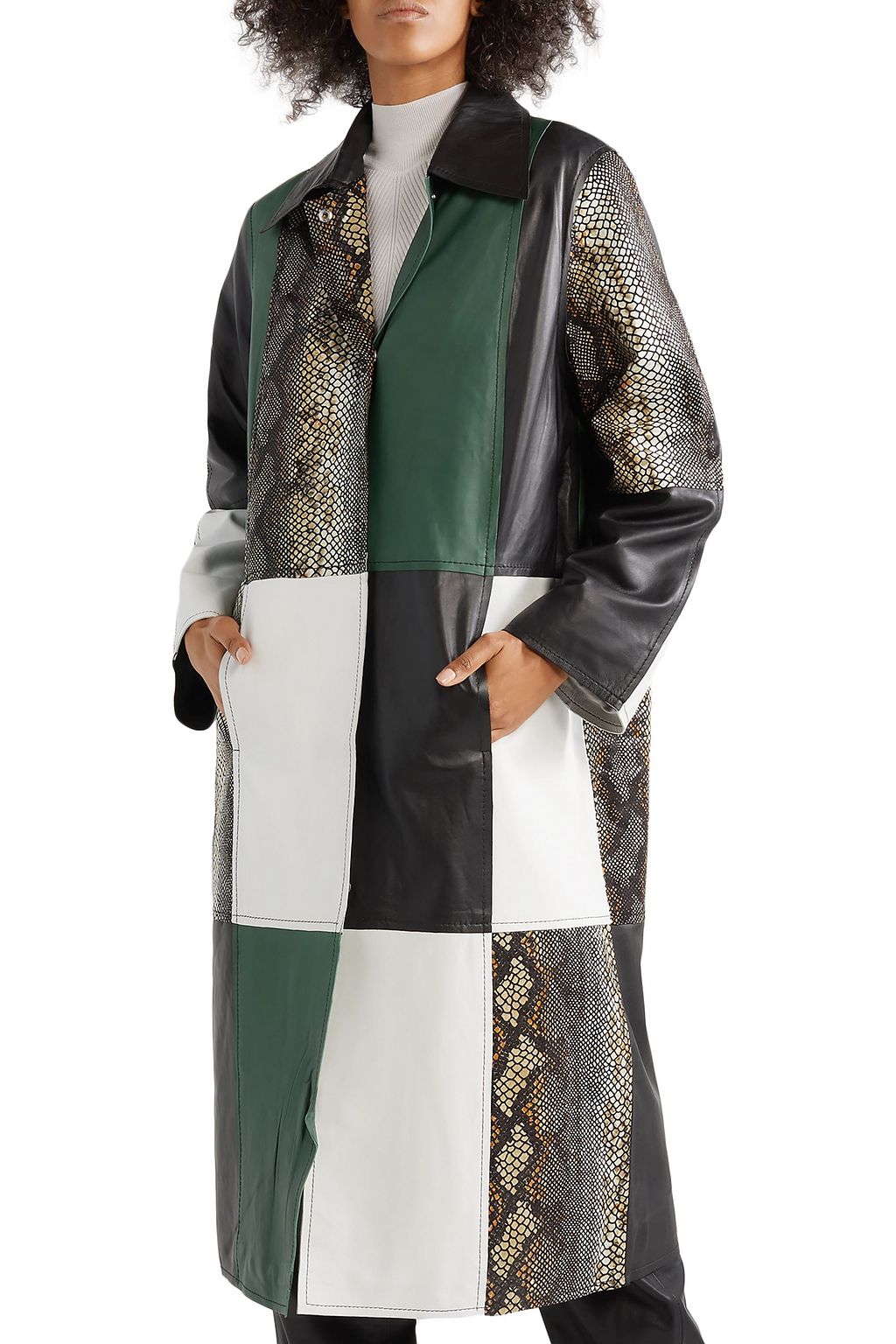 STAND STUDIO Nino patchwork leather coat