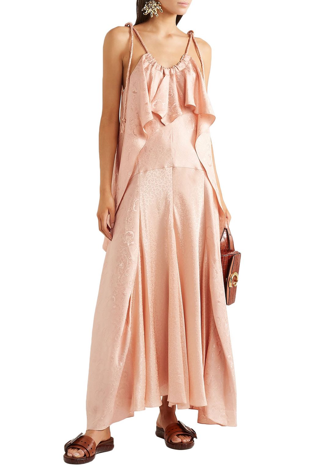 CHLOÉ Layered ruffled silk-jacquard maxi dress