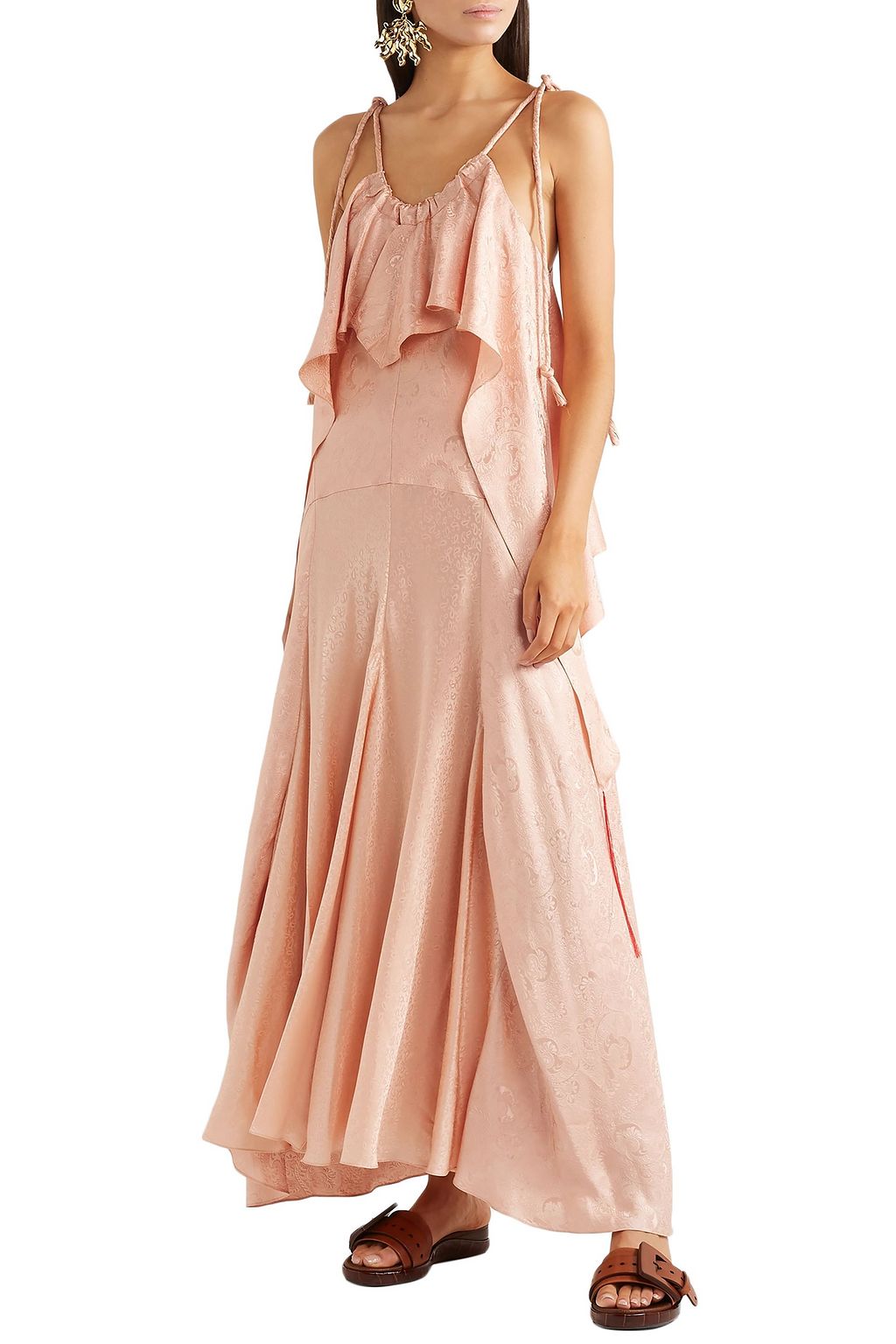 CHLOÉ Layered ruffled silk-jacquard maxi dress