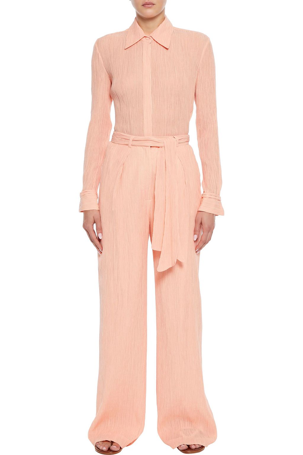 GABRIELA HEARST Plissé cotton and silk-blend shirt