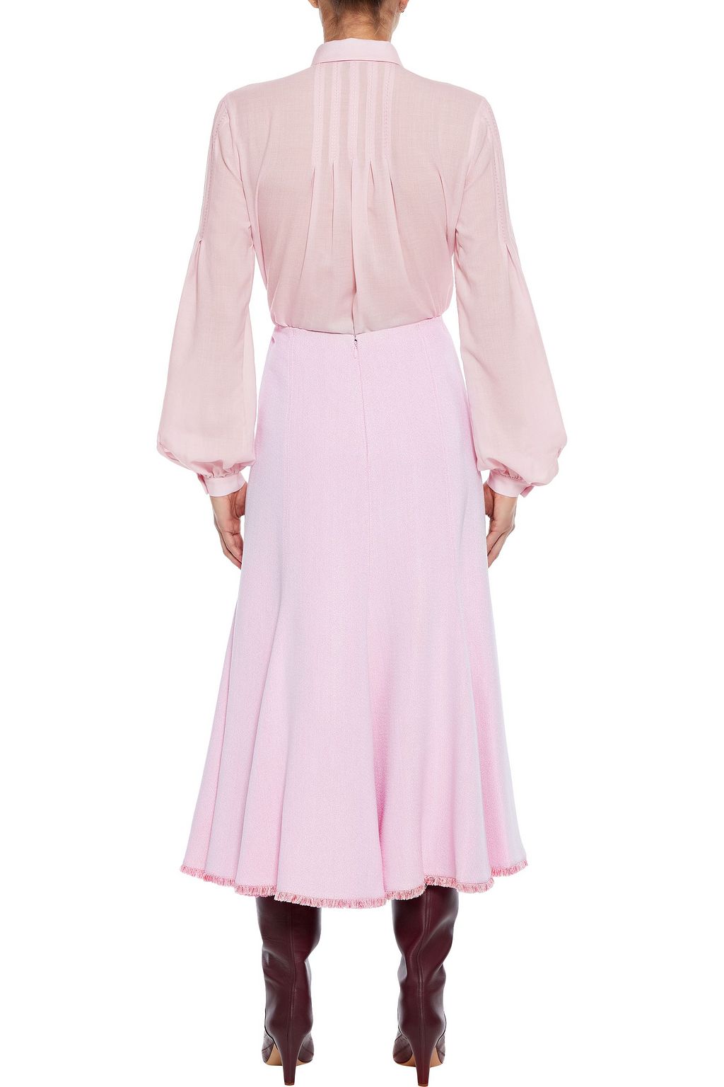 GABRIELA HEARST Amy fluted frayed crepe midi skirt