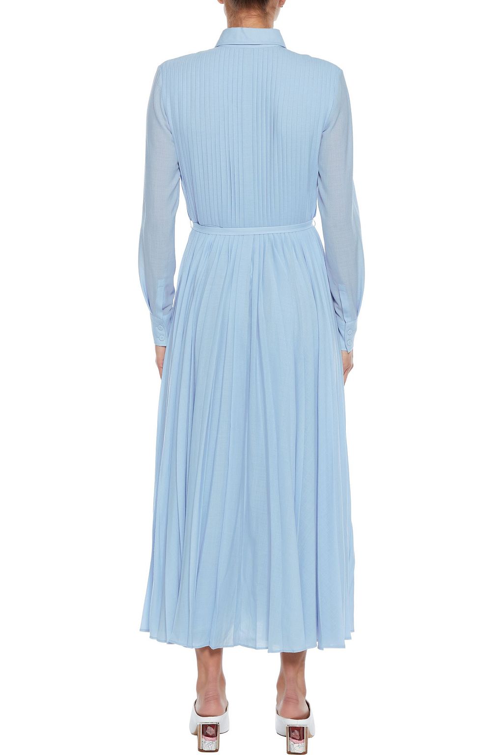 GABRIELA HEARST Erella belted pleated cashmere-gauze midi shirt dress