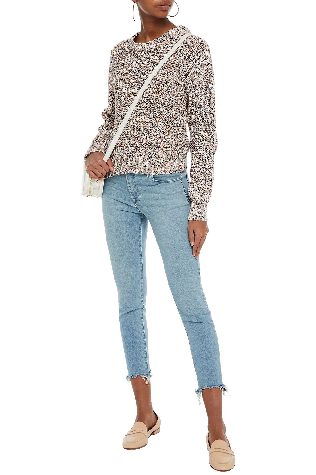 J BRAND Cropped frayed mid-rise skinny jeans