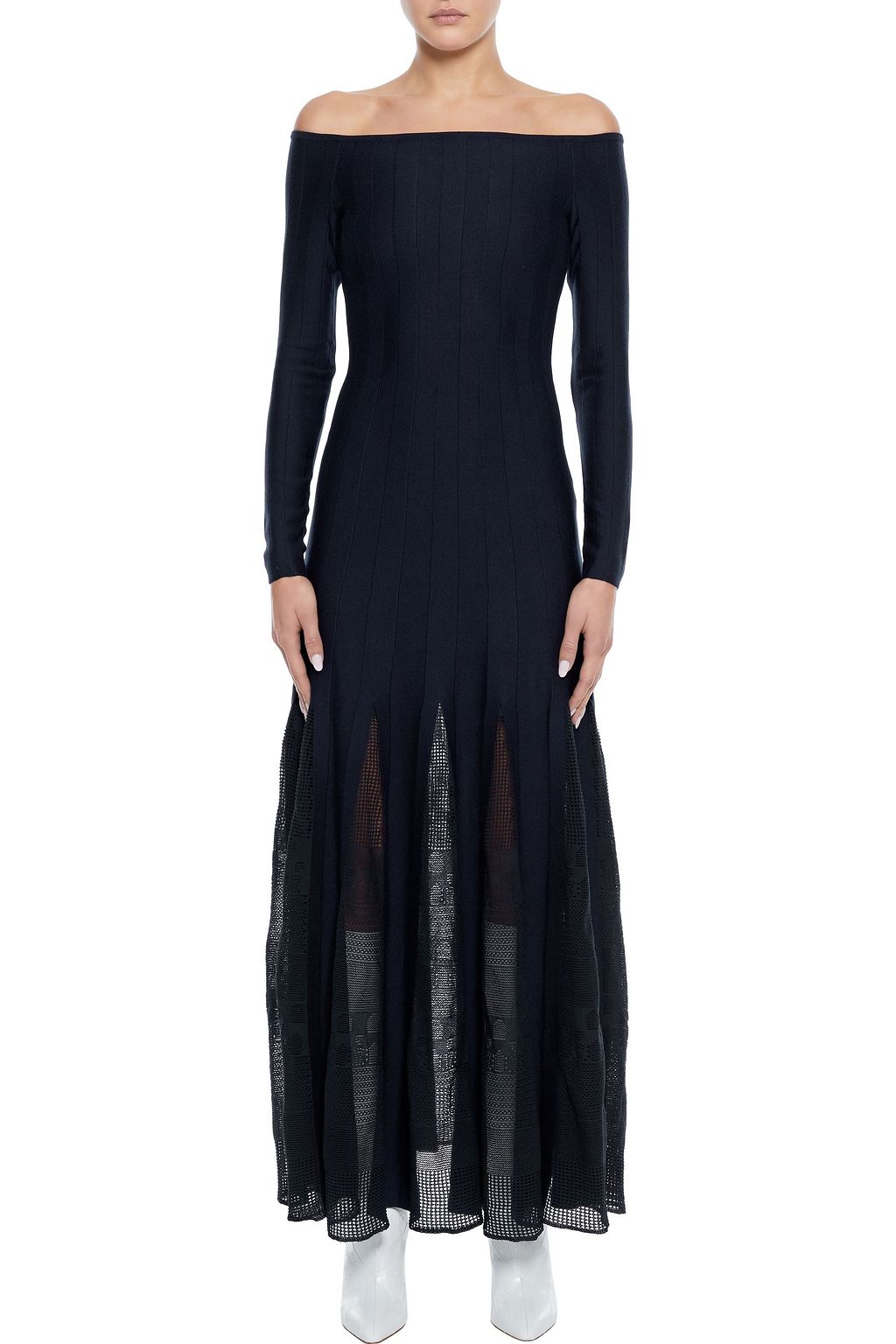 GABRIELA HEARST Sylvie off-the-shoulder pointelle-paneled wool and cotton-blend maxi dress