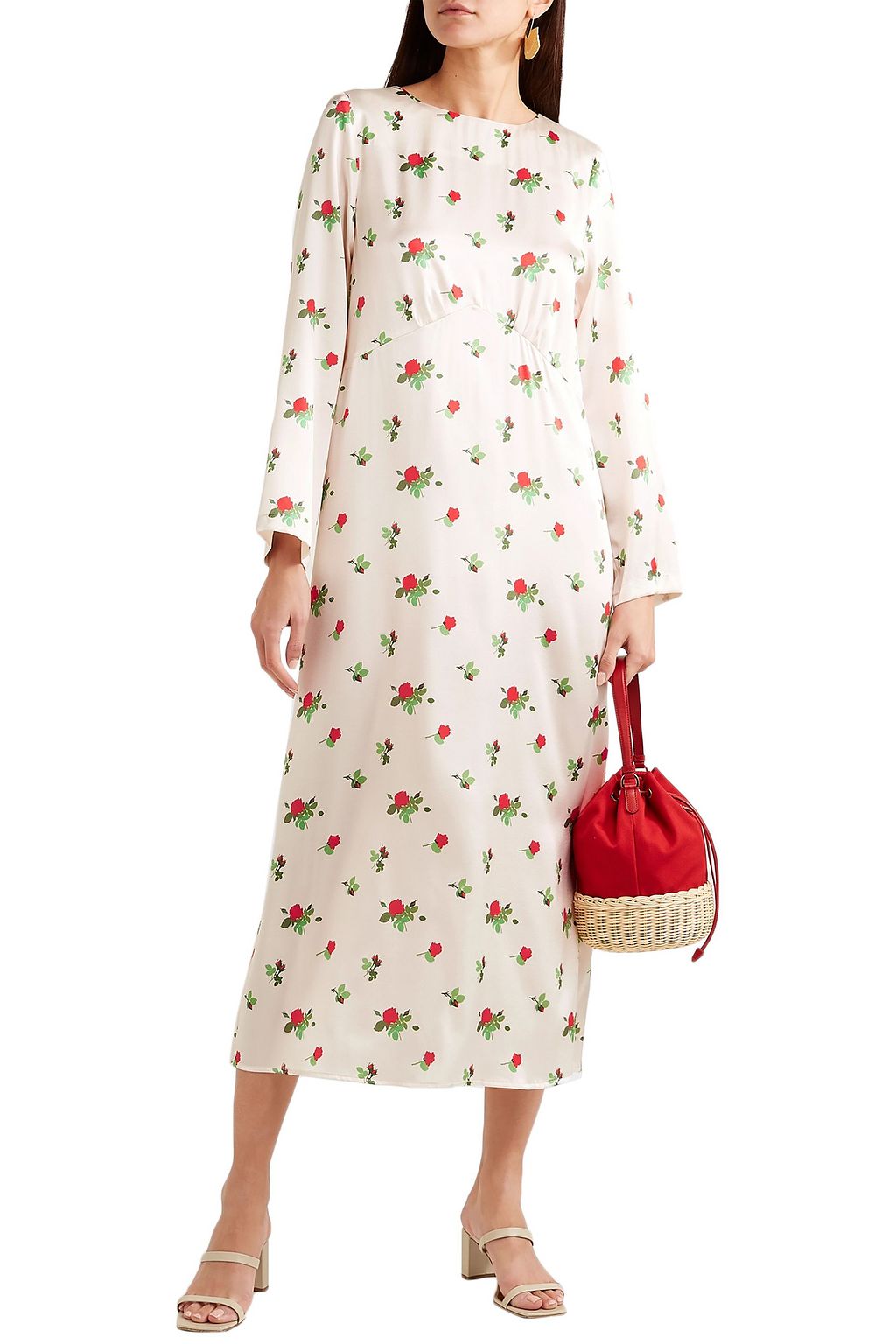 BERNADETTE Neon floral-print silk-blend satin midi dress