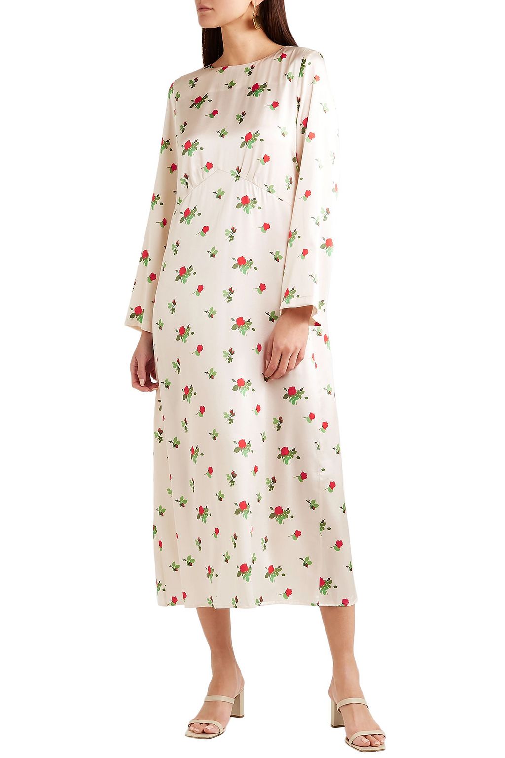 BERNADETTE Neon floral-print silk-blend satin midi dress