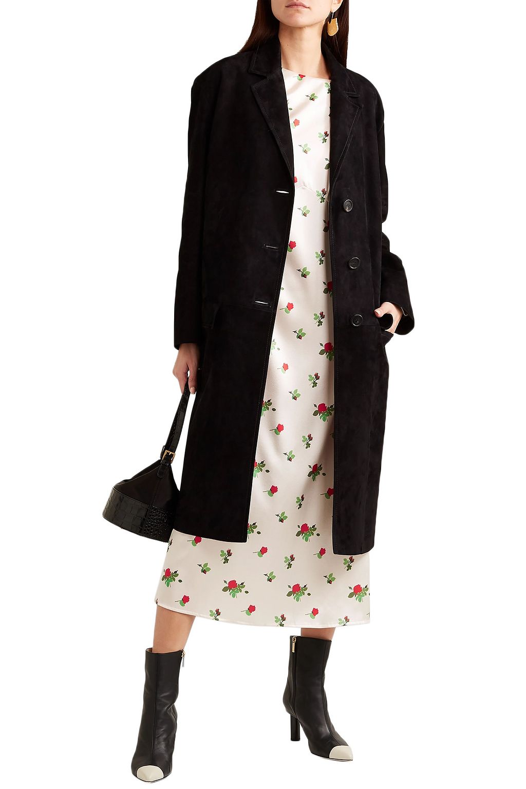 BERNADETTE Neon floral-print silk-blend satin midi dress