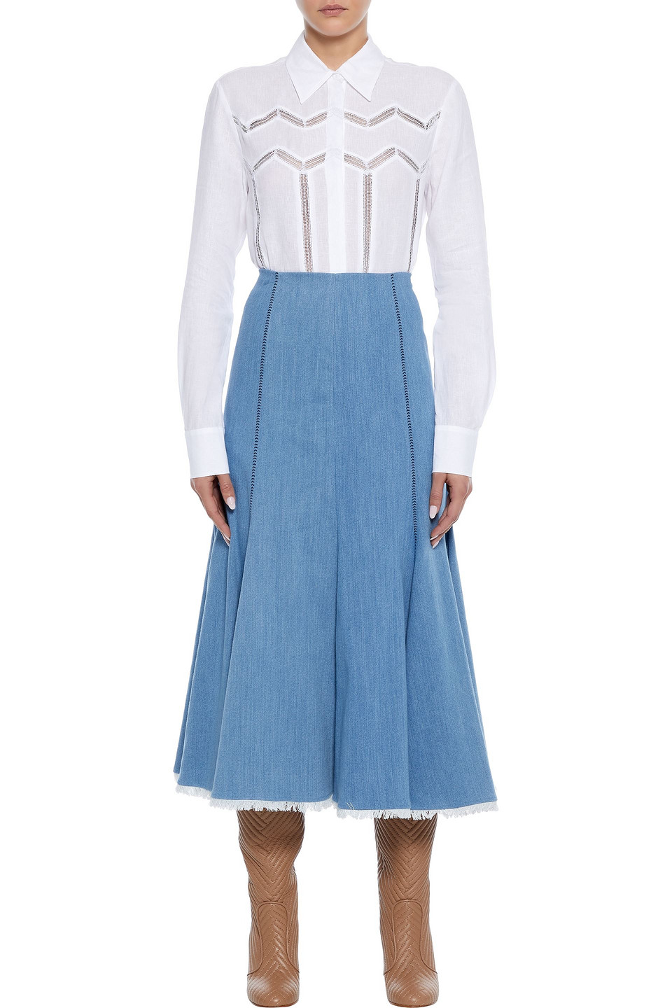 Click to view more detailed imagery on our partner's website Gabriela Hearst Heather Crochet-trimmed Linen Shirt In White