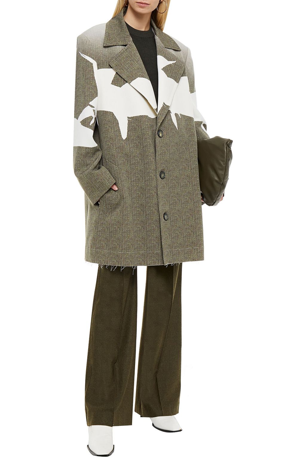 MAISON MARGIELA Oversized bleached herringbone wool coat