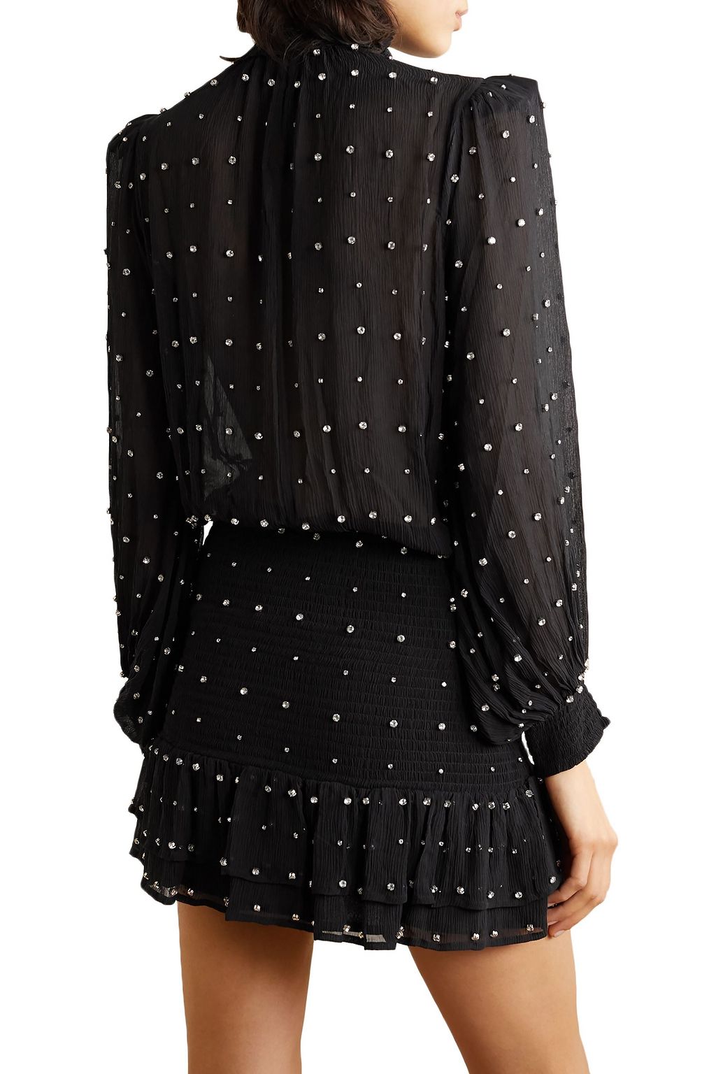 RETROFÊTE Hedy crystal-embellished silk-georgette mini dress