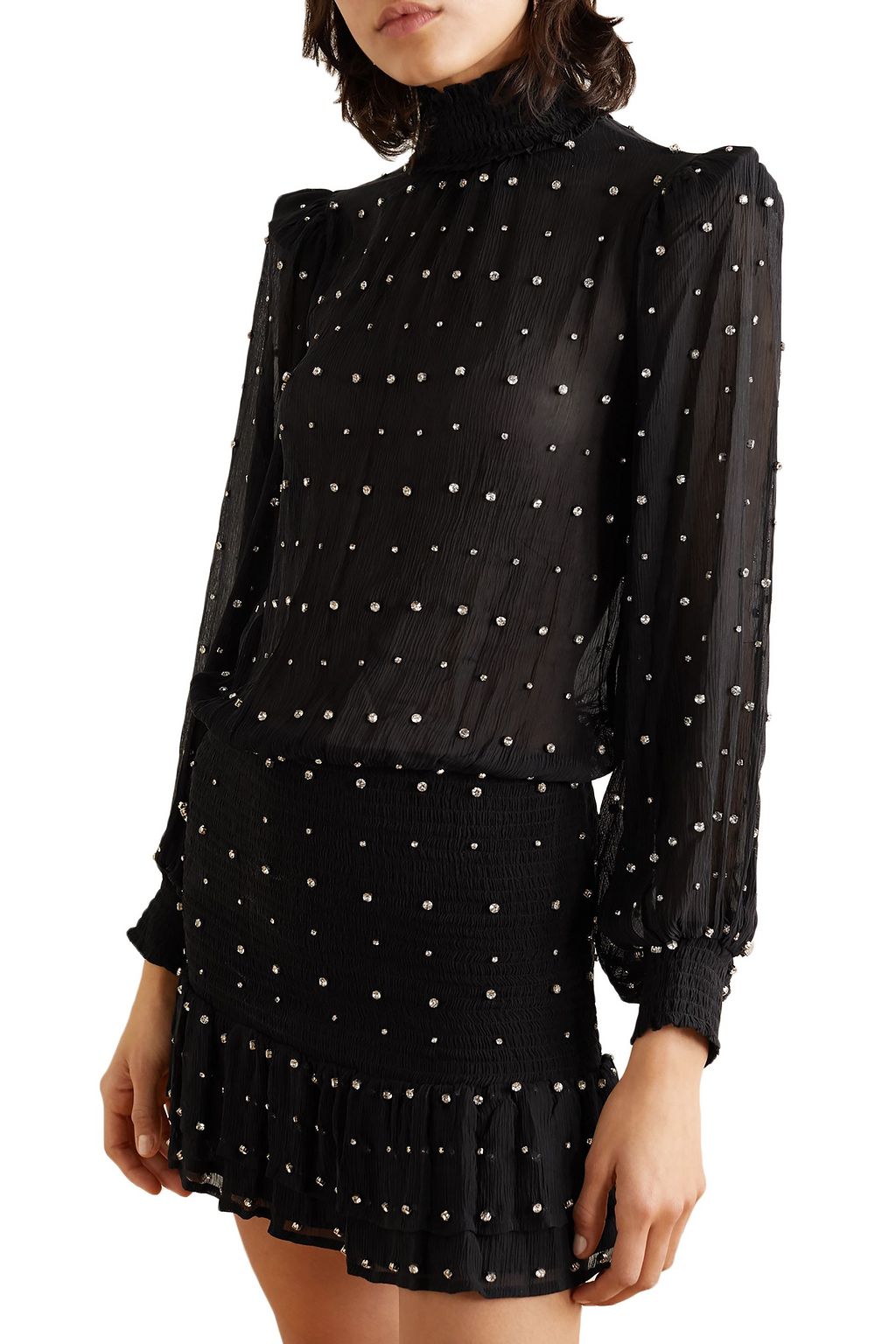 RETROFÊTE Hedy crystal-embellished silk-georgette mini dress