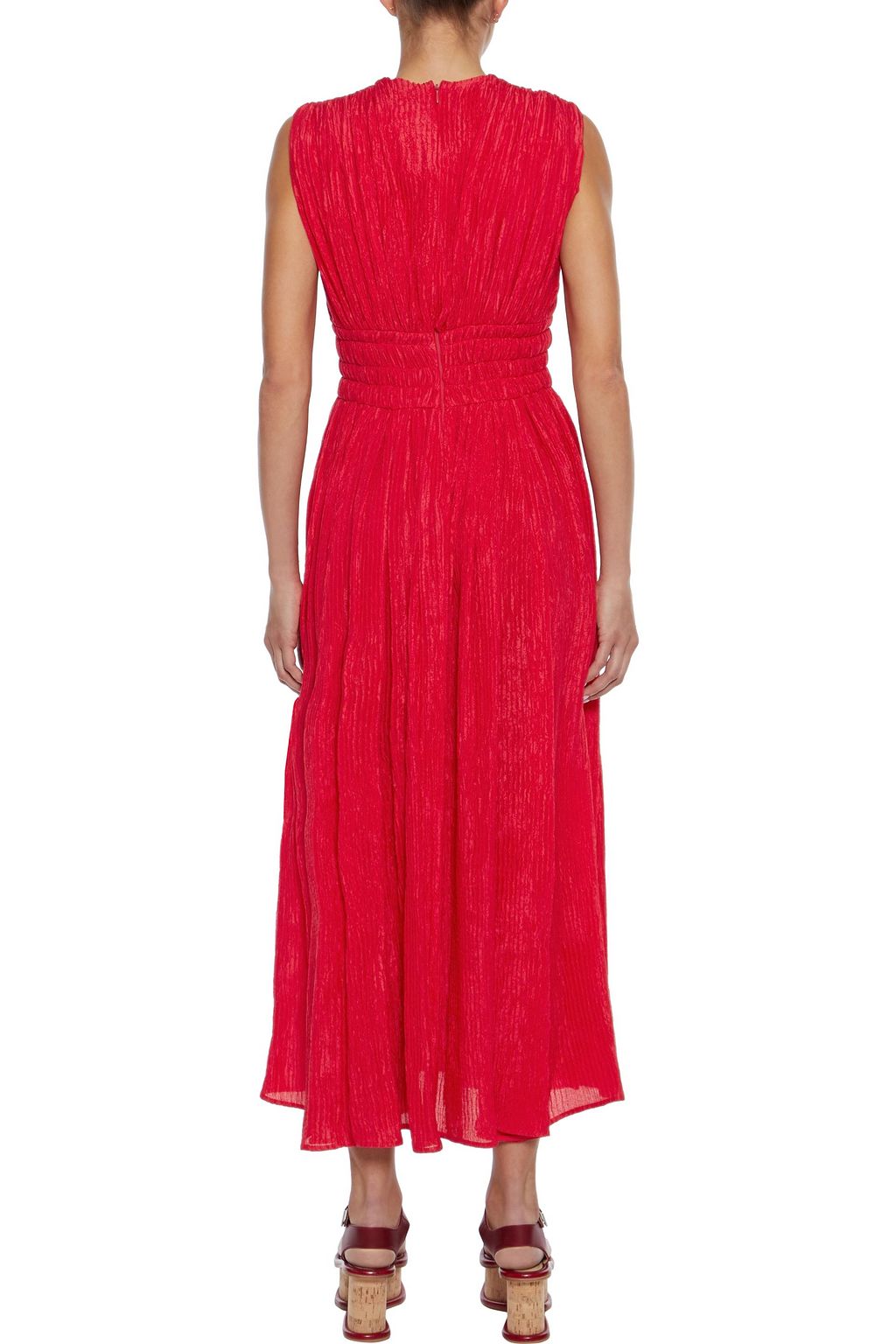 GABRIELA HEARST Rotlein shirred plissé-silk midi dress