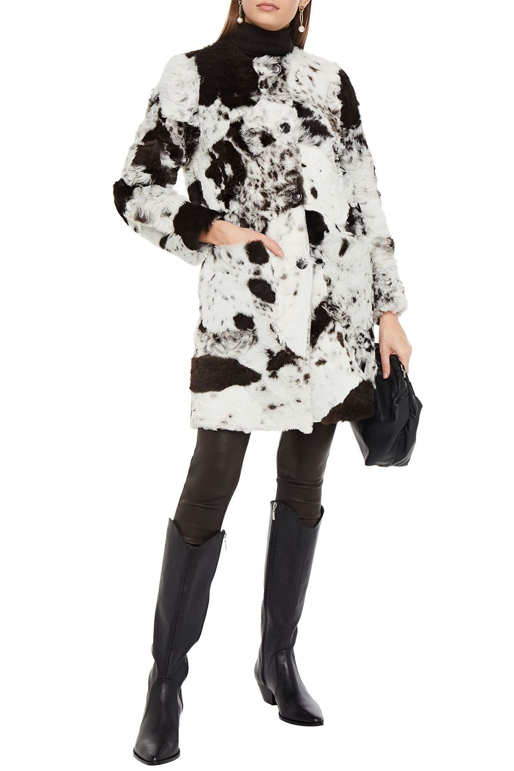 MISSONI Reversible shearling and checked wool-blend coat