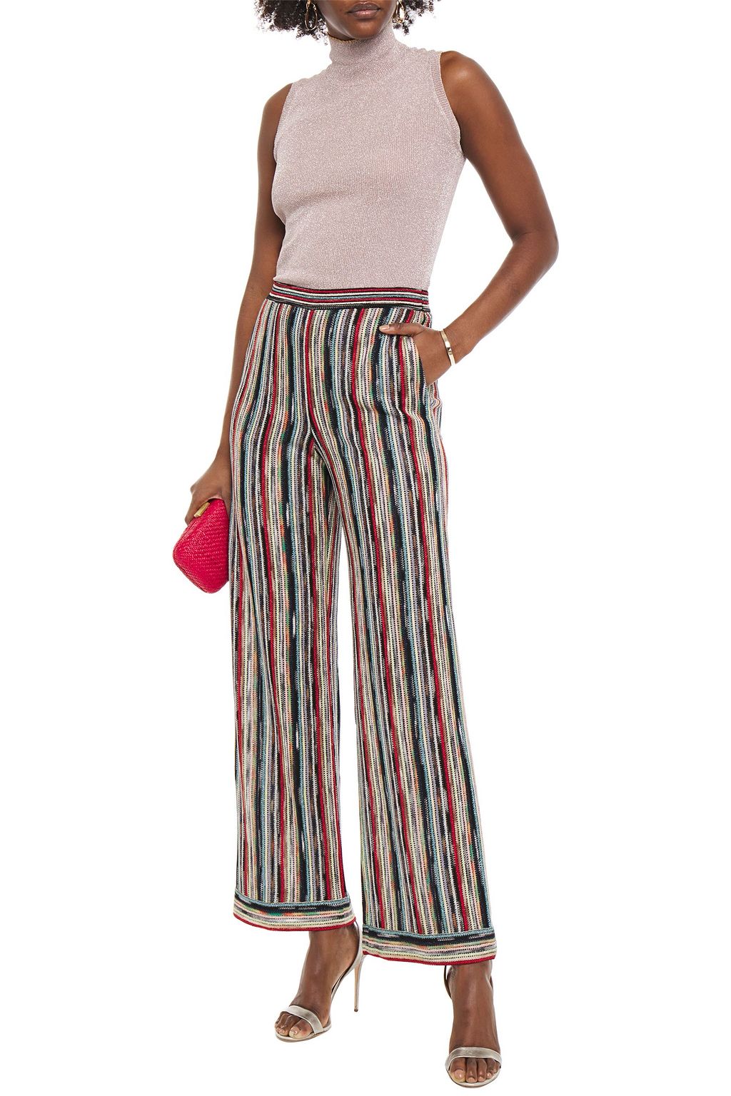 MISSONI Metallic crochet-knit wide-leg pants