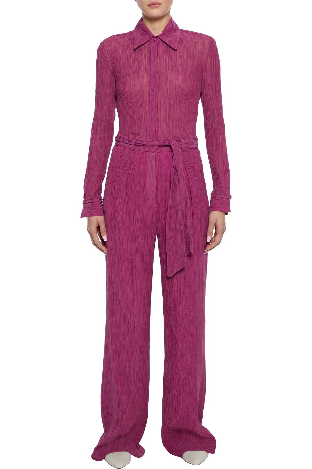 GABRIELA HEARST Plissé cotton and silk-blend shirt