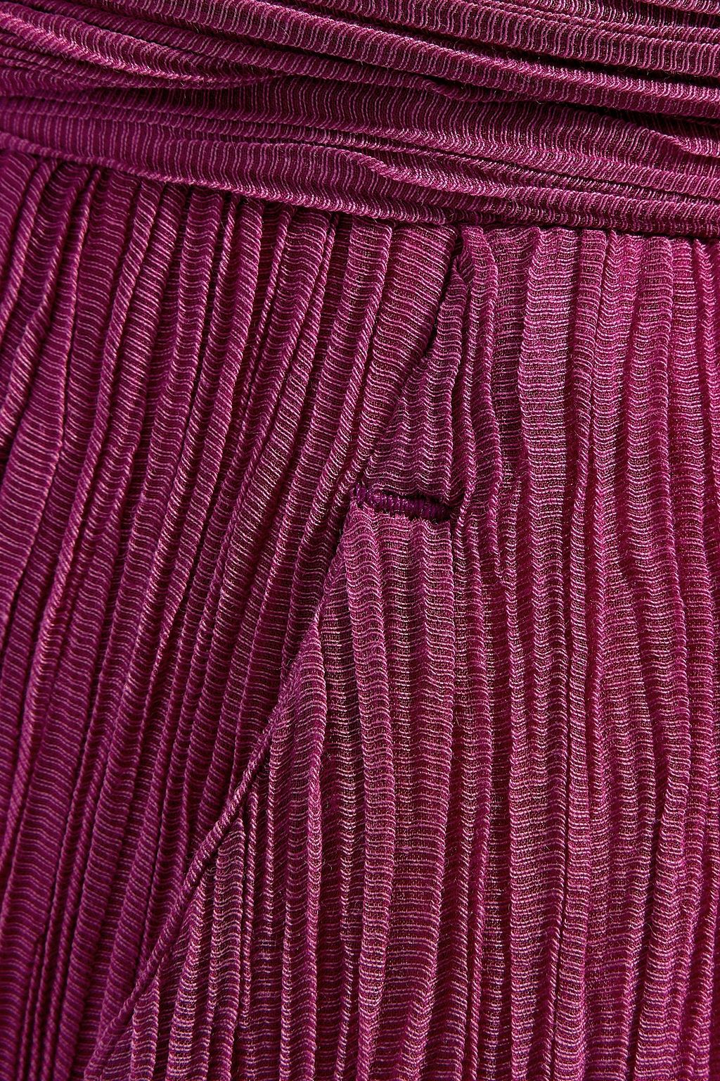 GABRIELA HEARST Thomazia belted plissé cotton and silk-blend wide-leg pants