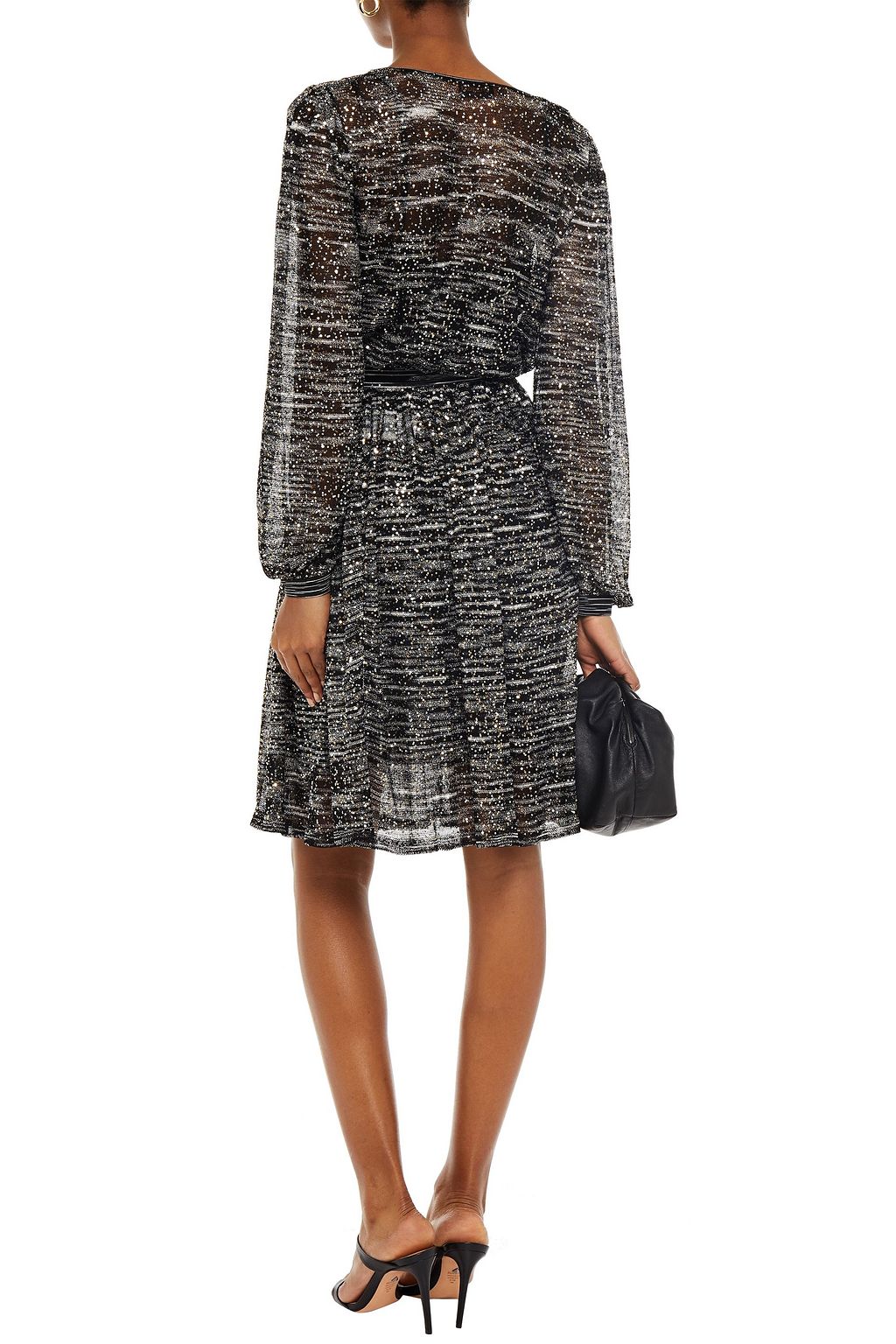 MISSONI Wrap-effect sequin-embellished crochet-knit dress