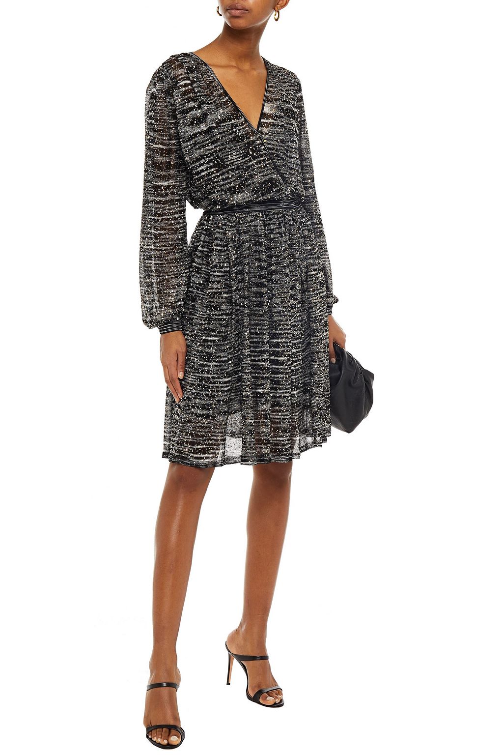 MISSONI Wrap-effect sequin-embellished crochet-knit dress