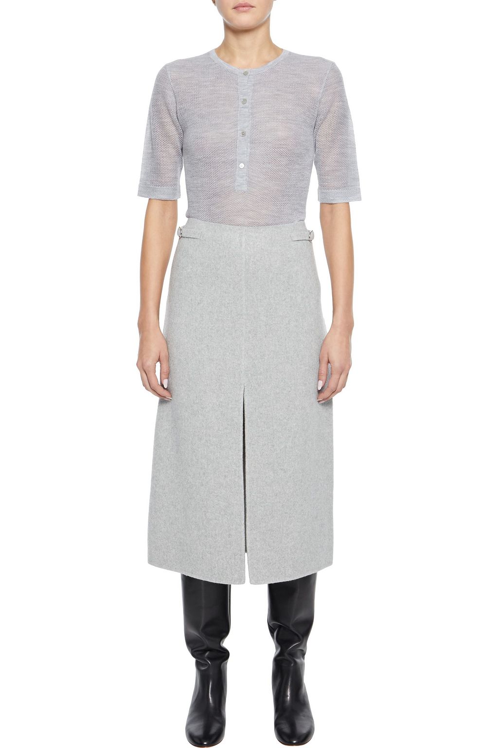 GABRIELA HEARST Morelos split-front cashmere-felt midi skirt