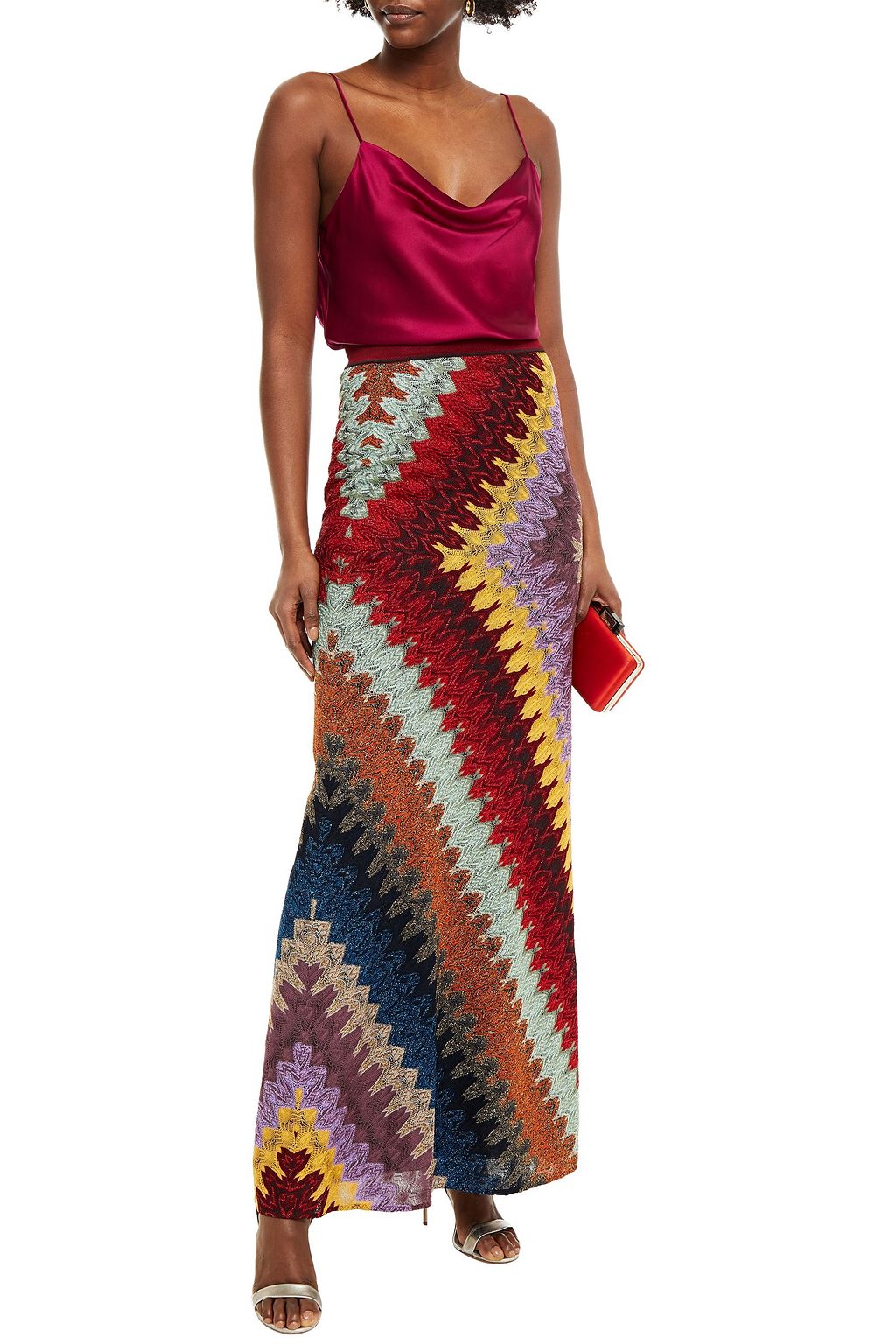 MISSONI Metallic crochet-knit maxi skirt